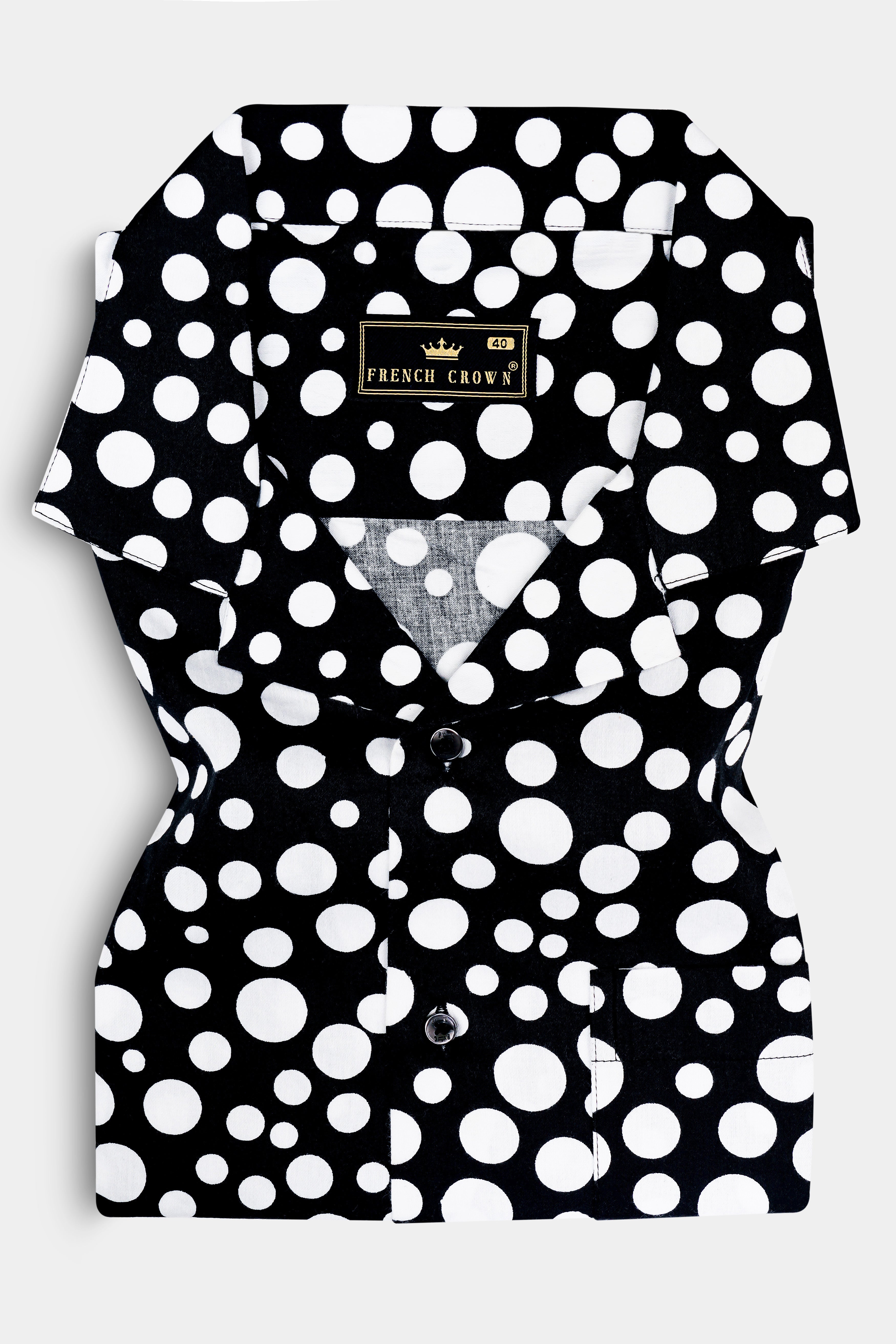 Jade Black And Bright White Polka Dotted Subtle Sheen Super Soft Premium Cotton Shirt