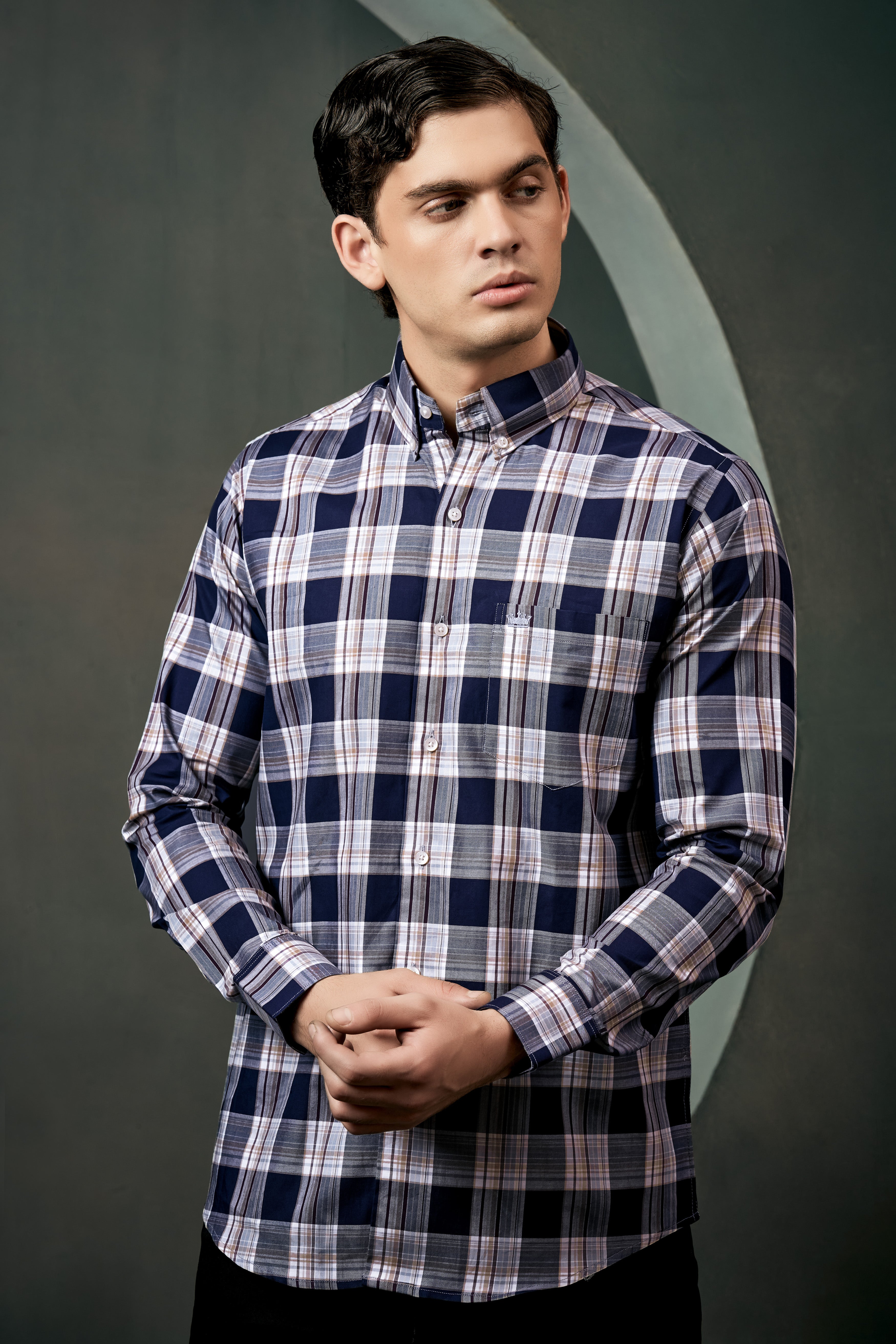 Firefly Blue Checked Twill Premium Cotton Shirt