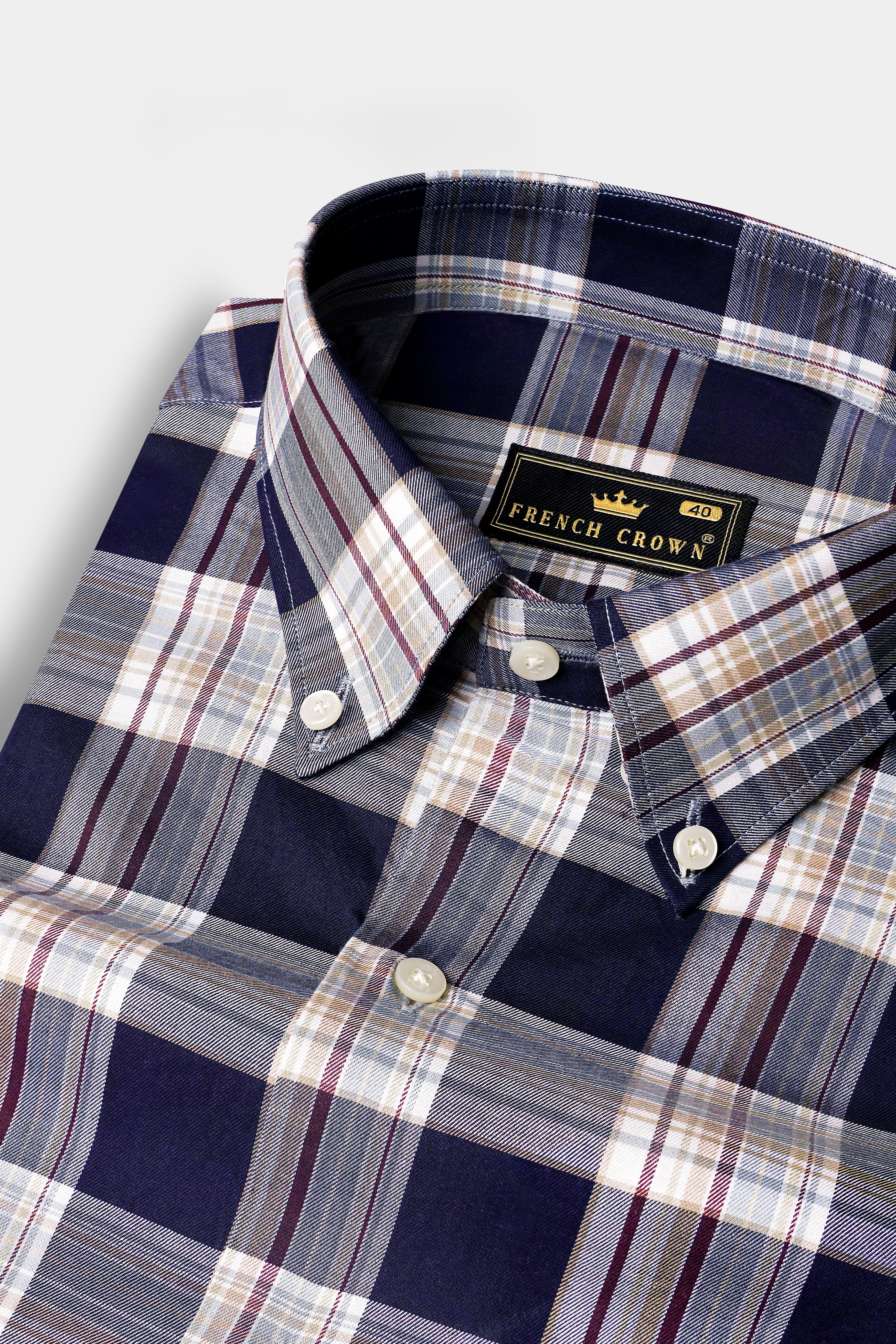 Firefly Blue Checked Twill Premium Cotton Shirt