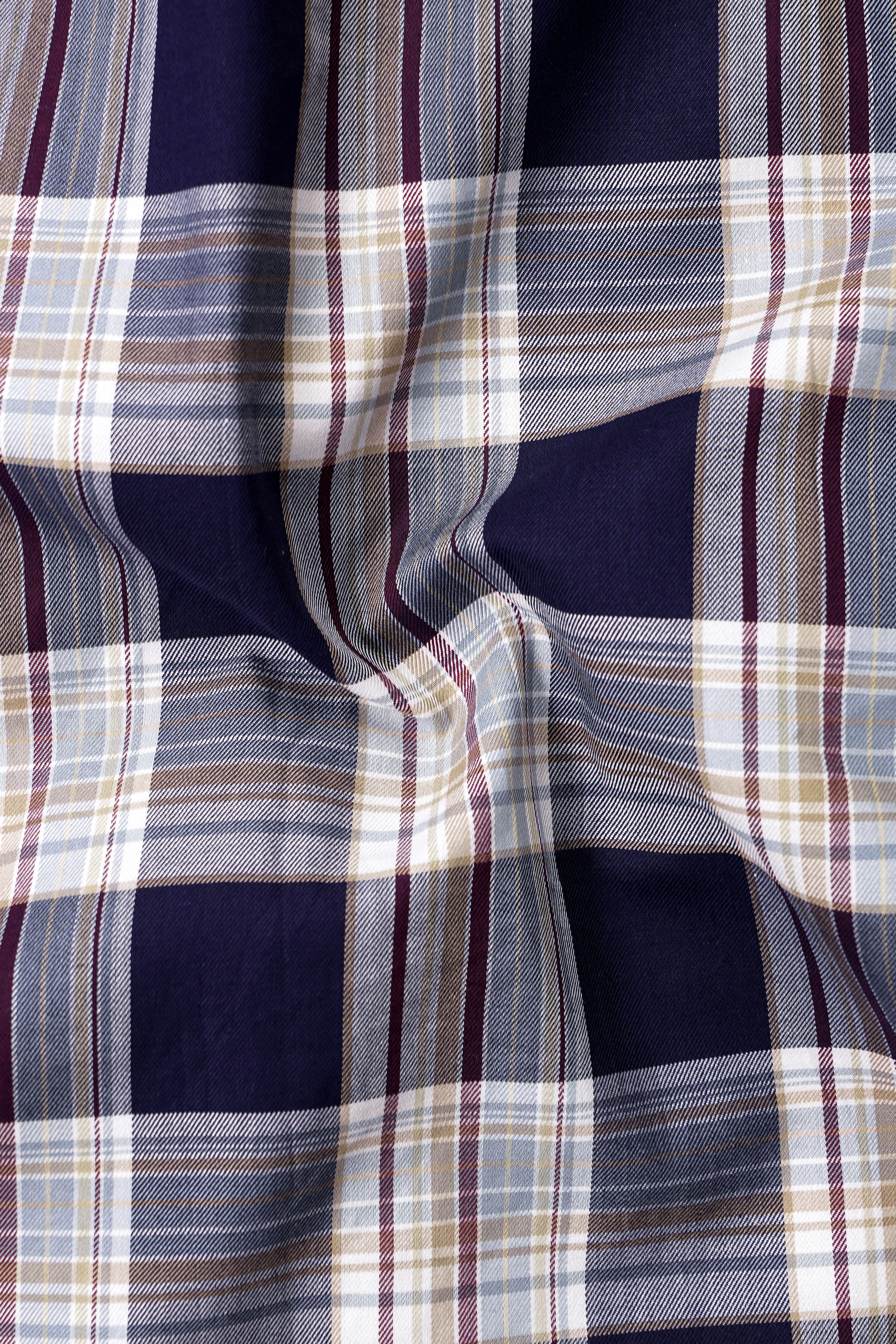 Firefly Blue Checked Twill Premium Cotton Shirt