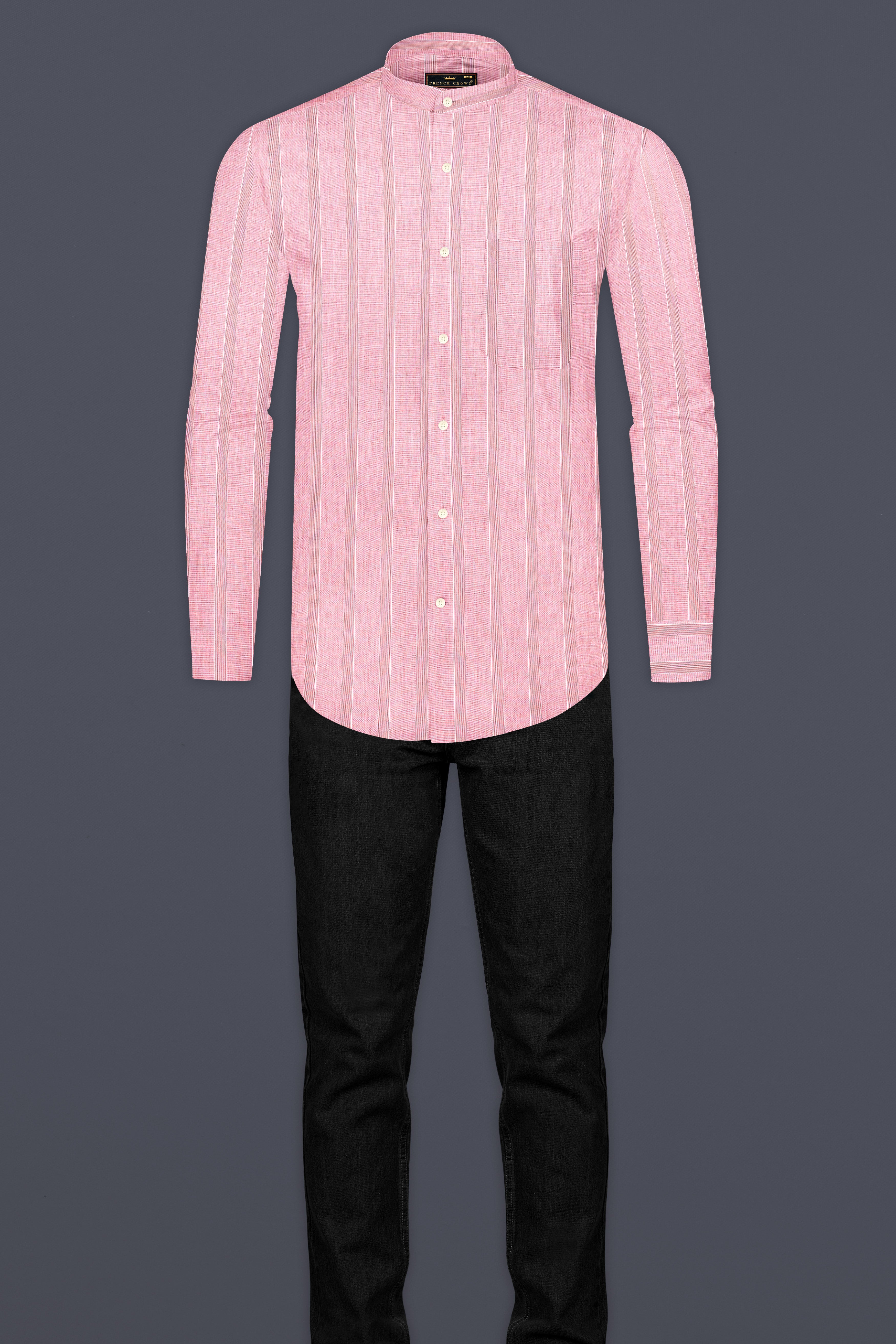 Kawaii Pink Striped Premium Giza Cotton Shirt