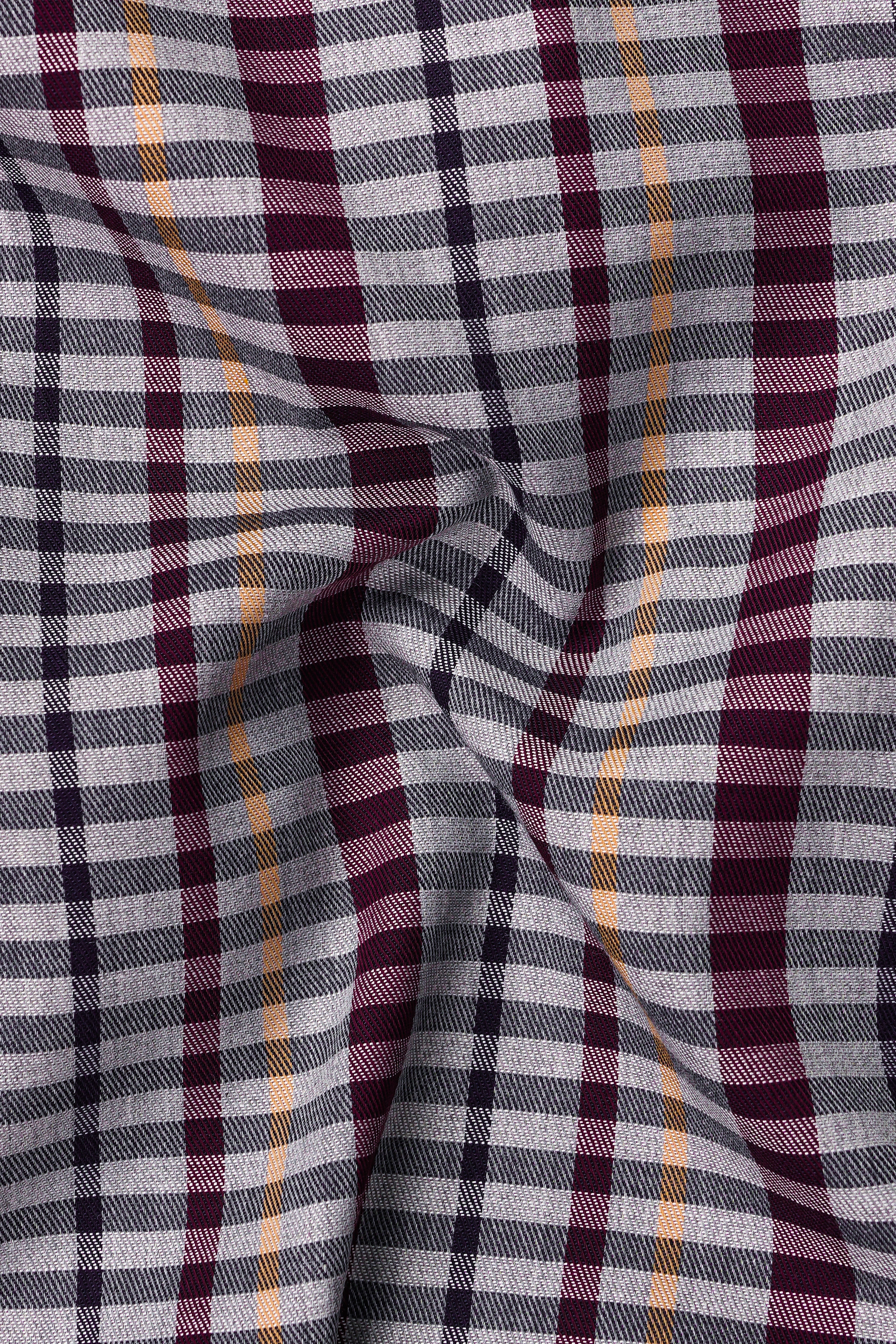 Smokey Gray And Castro Maroon Multi Color Plaid Twill Premium Cotton Designer Shirt