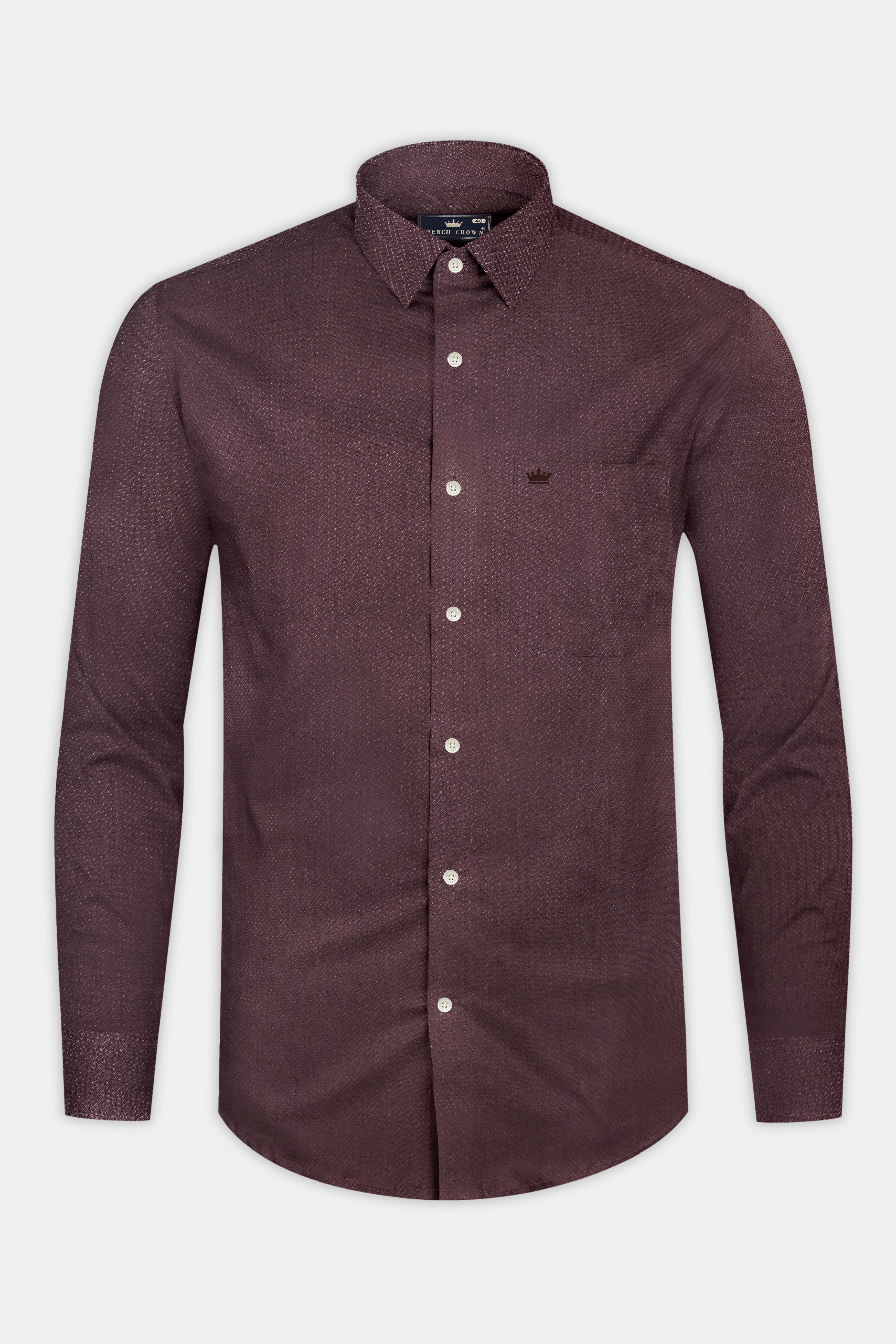 Matterhorn Brown Dobby Textured Premium Giza Cotton Shirt