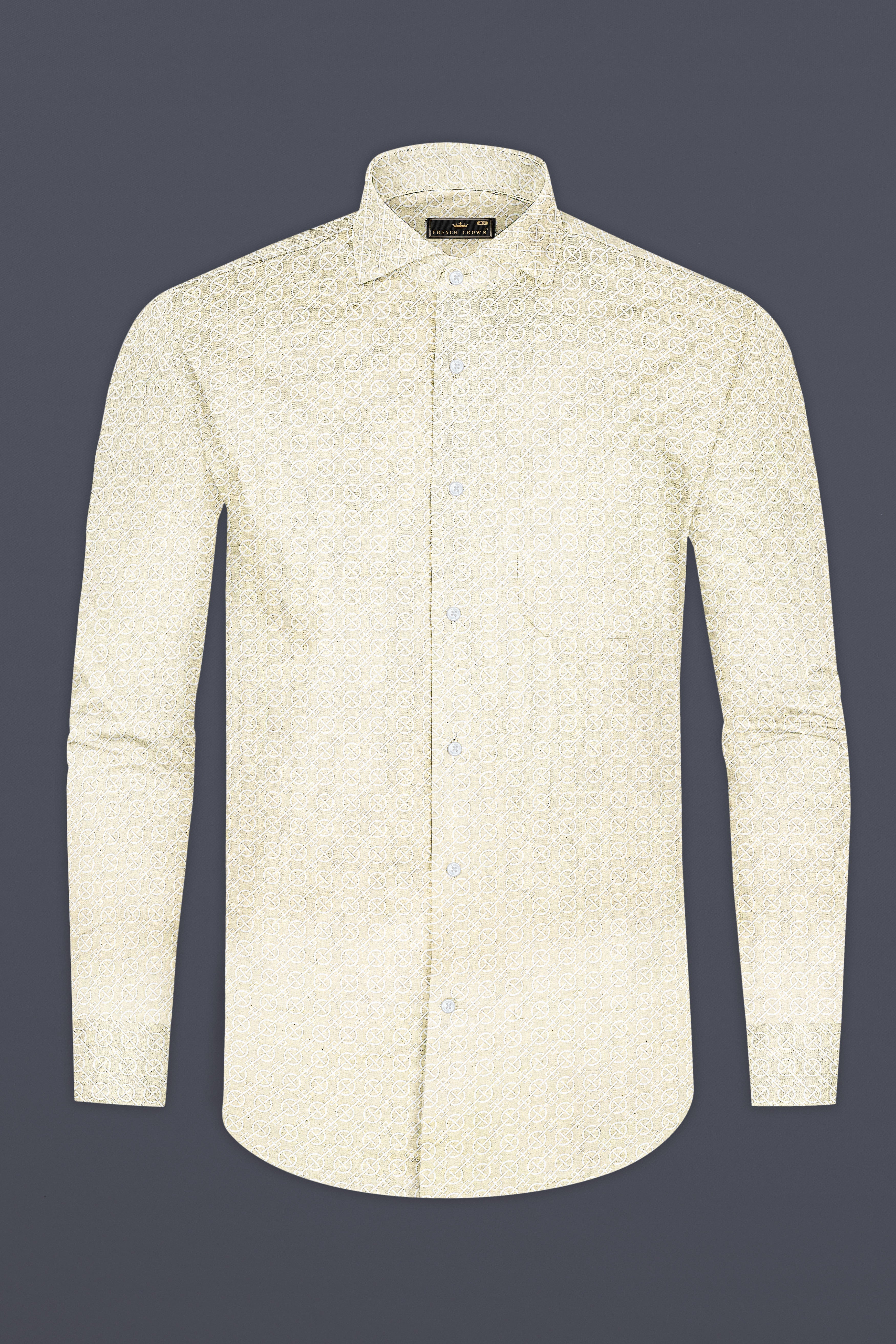 Almond Cream Prints Subtle Sheen Super Soft Premium Cotton Shirt