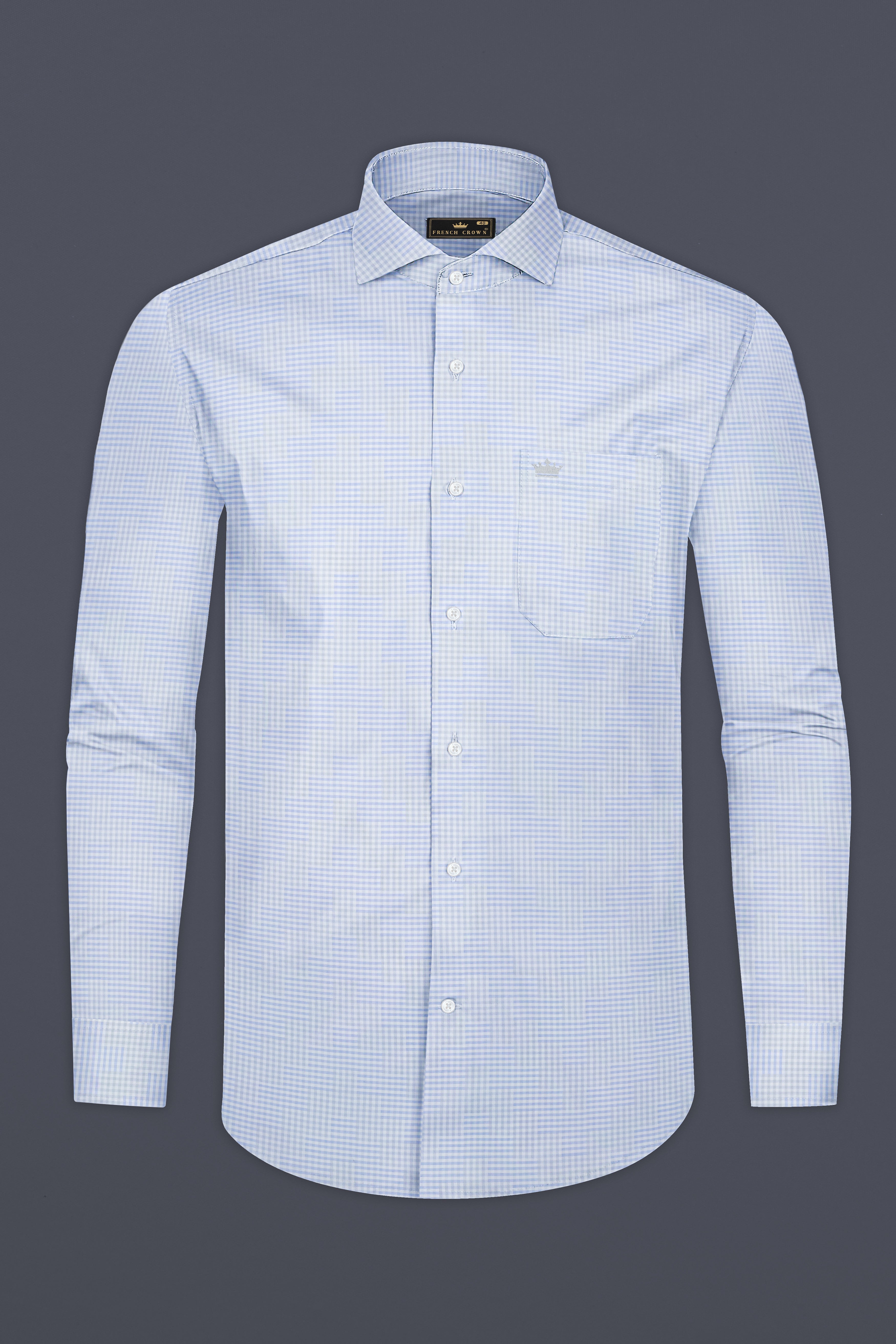 Cadet Blue Jacquard Textured Premium Cotton Shirt