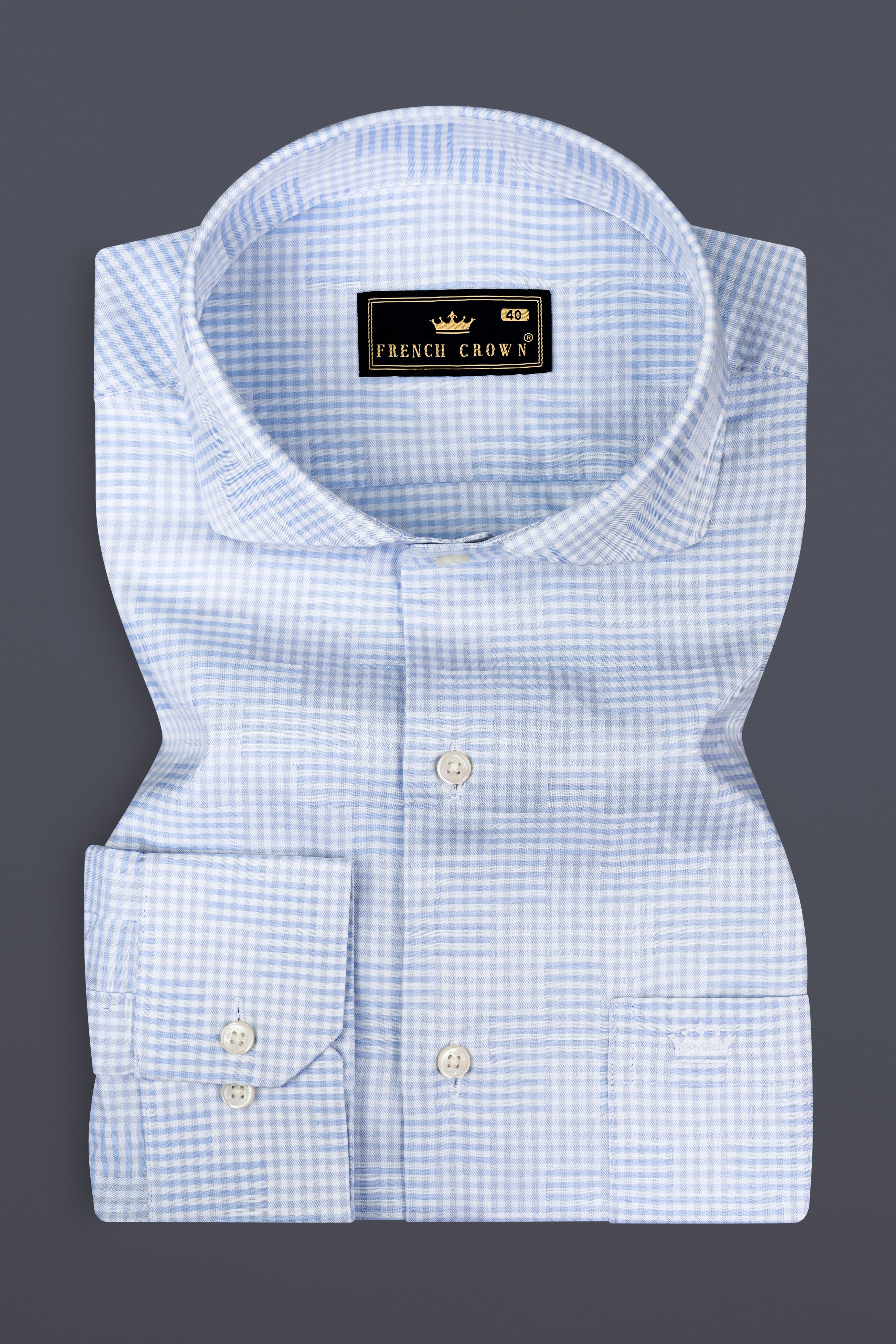 Cadet Blue Jacquard Textured Premium Cotton Shirt