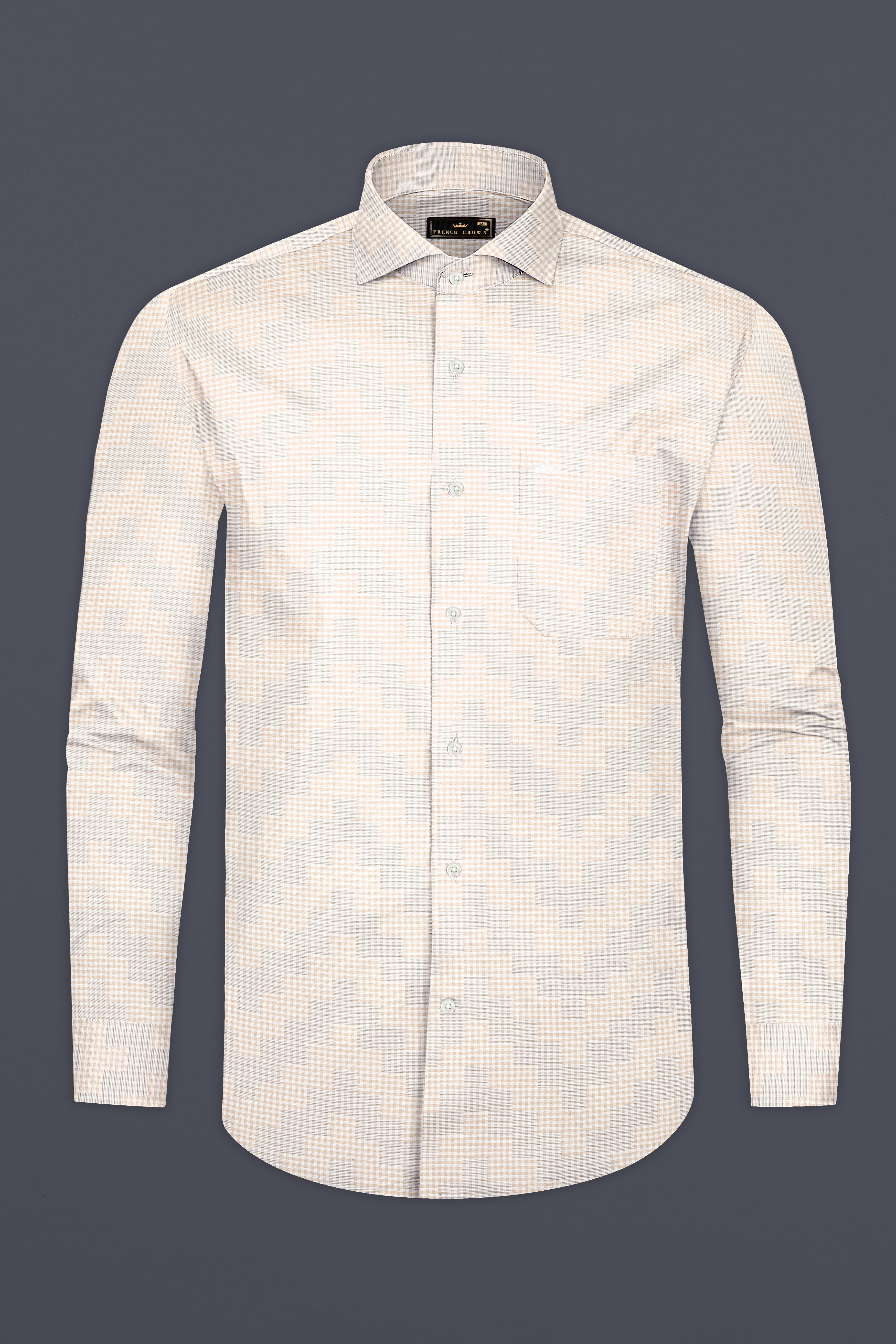 Givry Cream Jacquard Textured Premium Cotton Shirt