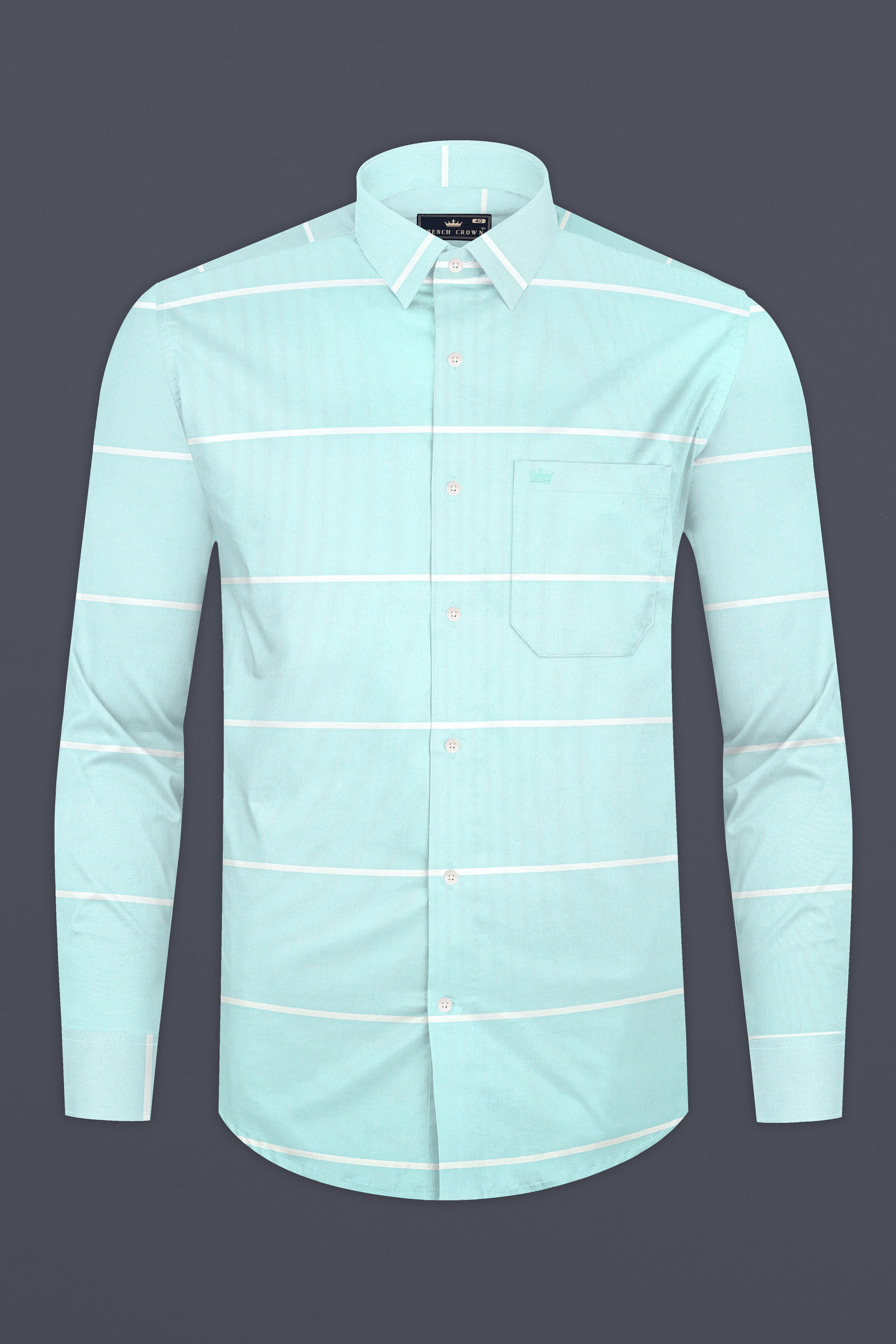 Blizzard Blue Striped Twill Premium Cotton Shirt