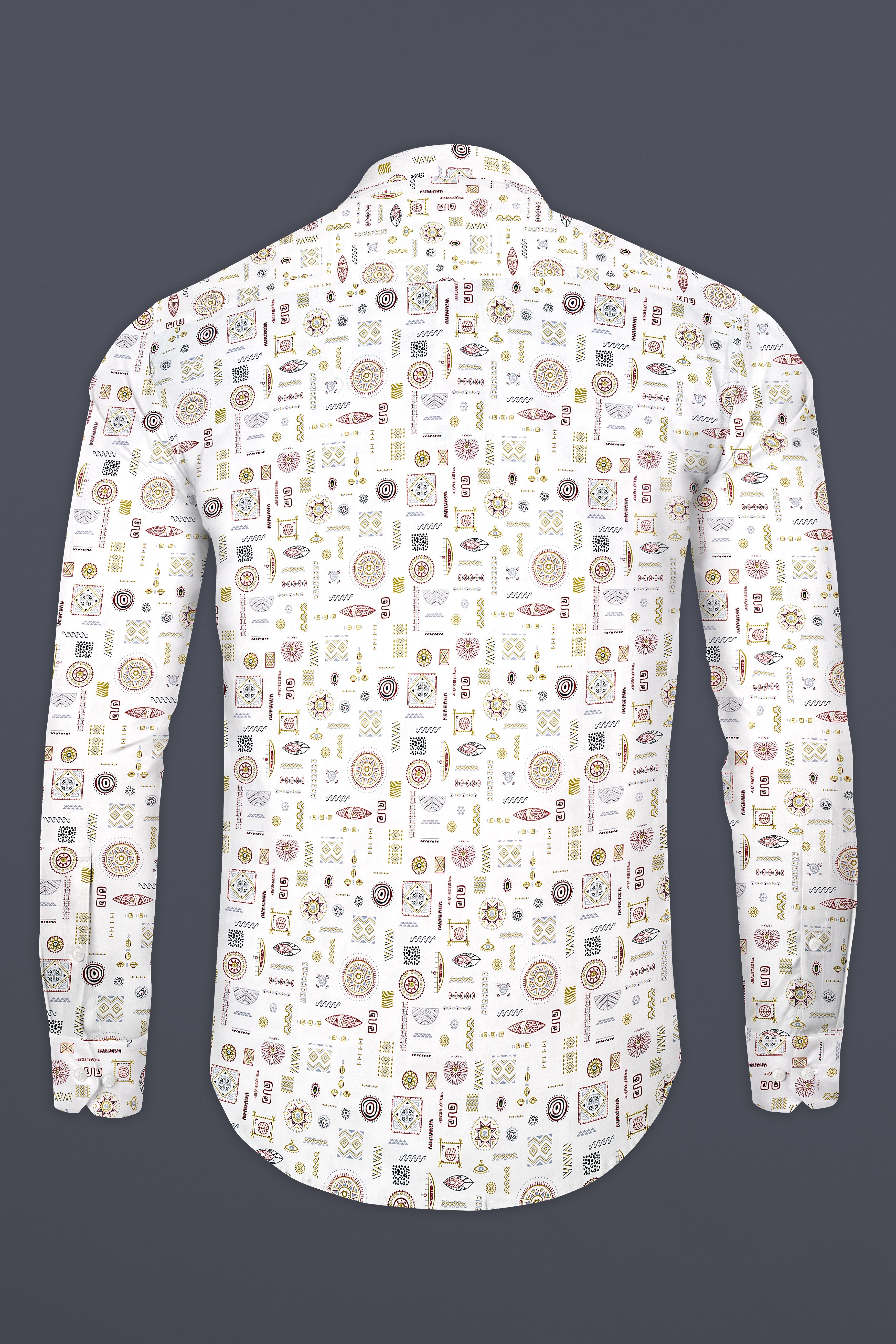 Bright White Multi Colour Prints Subtle Sheen Super Soft Premium Cotton Shirt