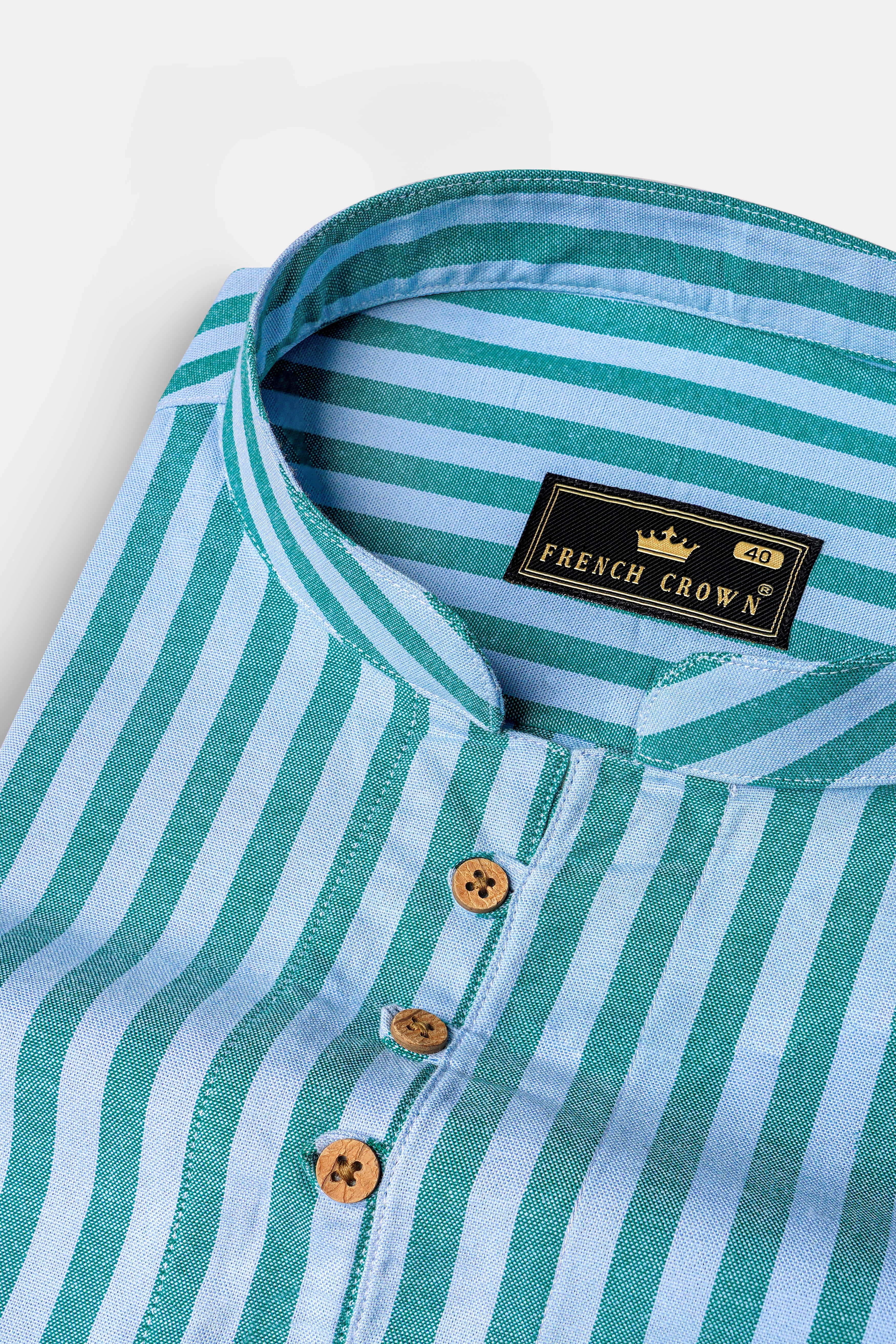 Tropical Blue And Ocean Green Striped Royal Oxford Premium Cotton Shirt