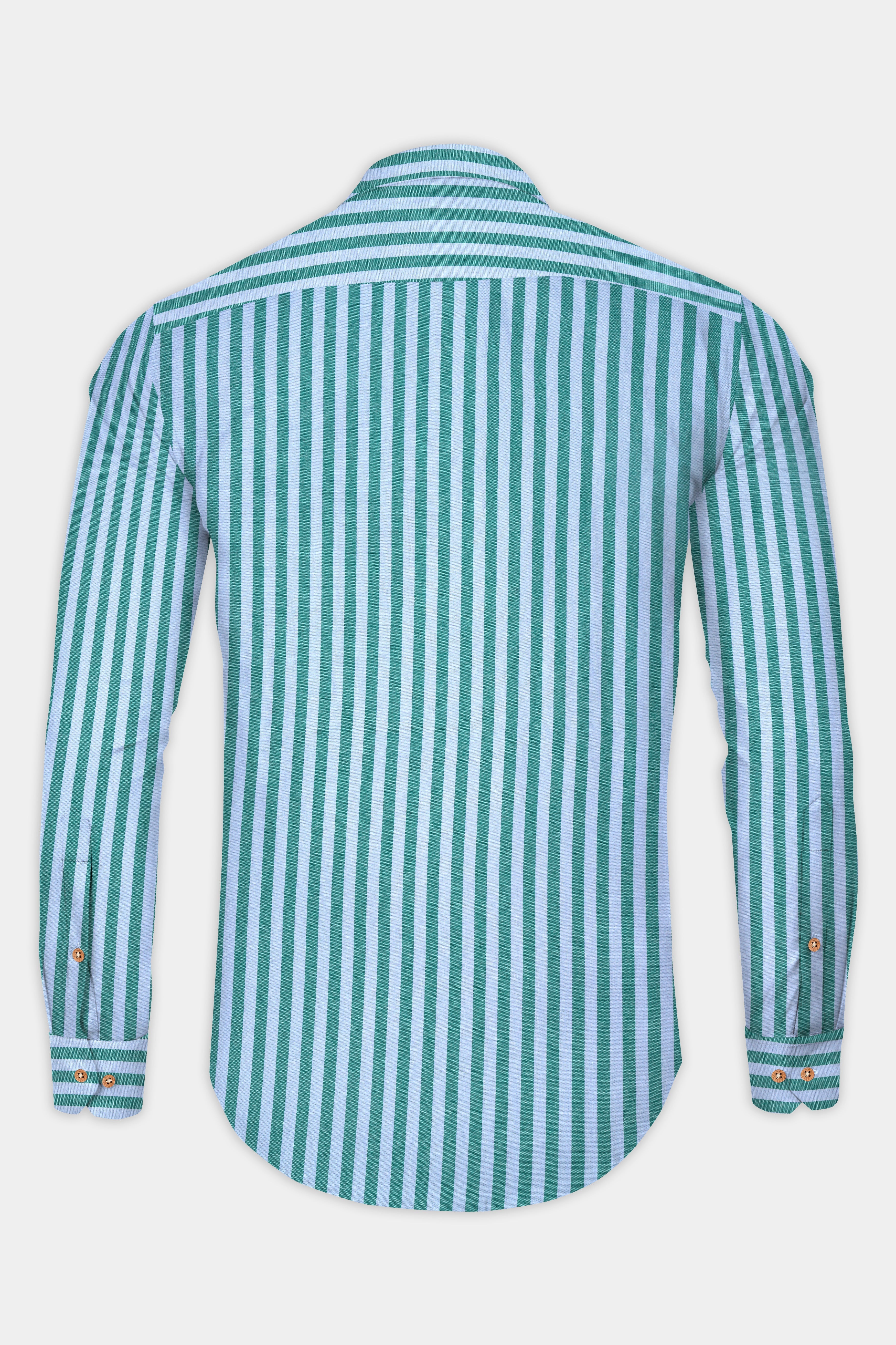 Tropical Blue And Ocean Green Striped Royal Oxford Premium Cotton Shirt