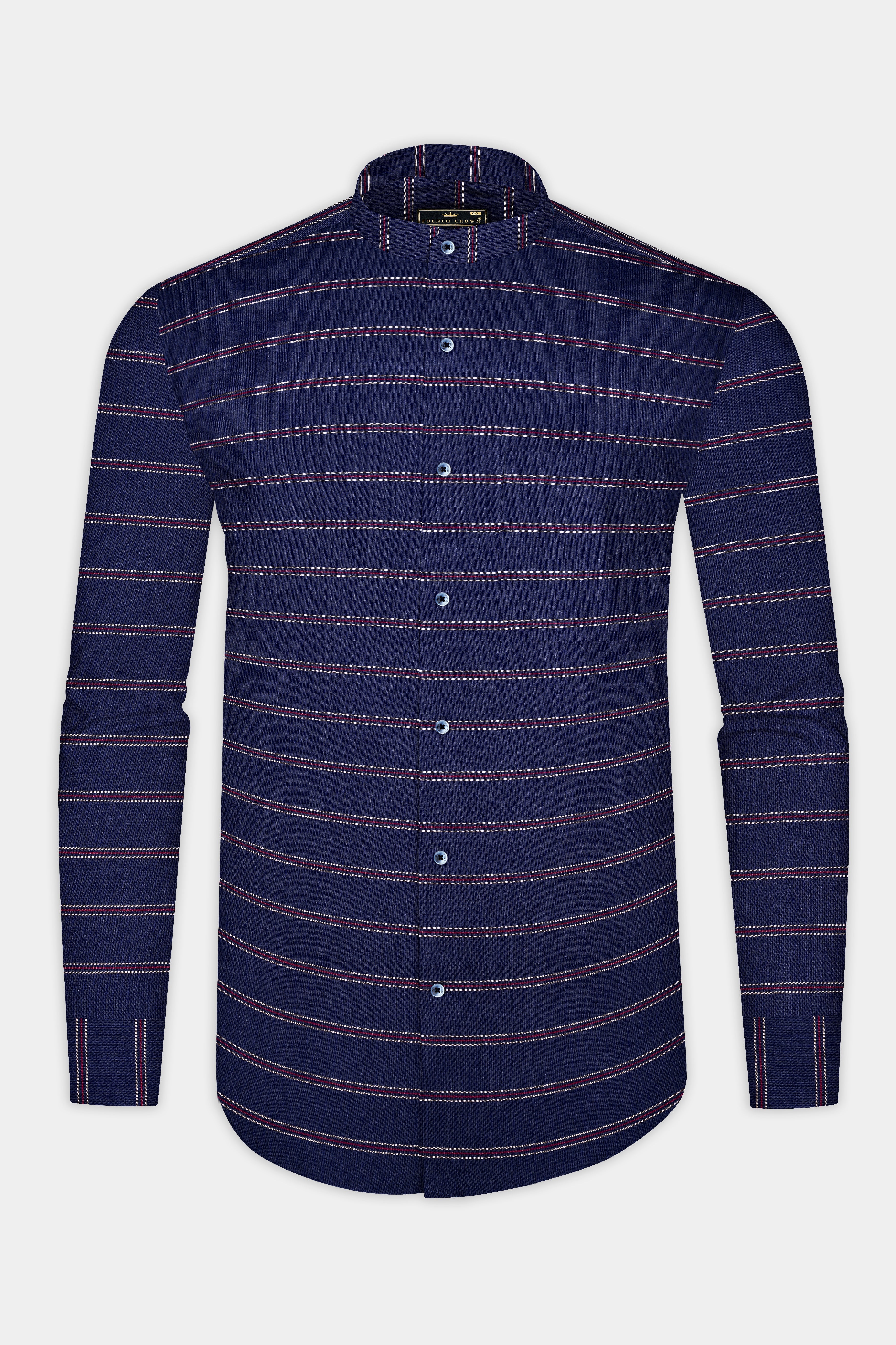 Martinique Blue Striped Royal Oxford Premium Cotton Shirt