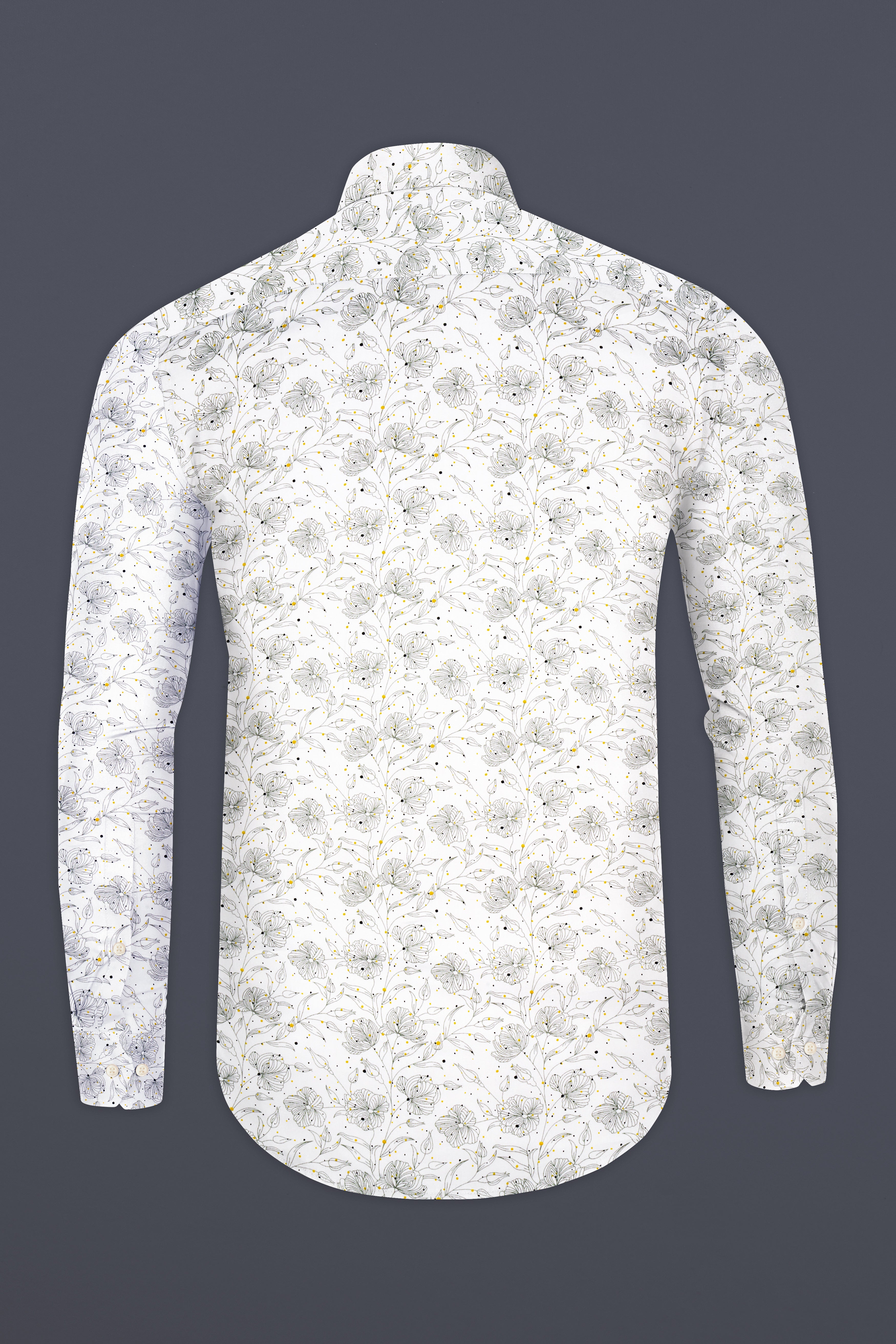 Bright White Floral Printed Subtle Sheen Super Soft Premium Cotton Shirt