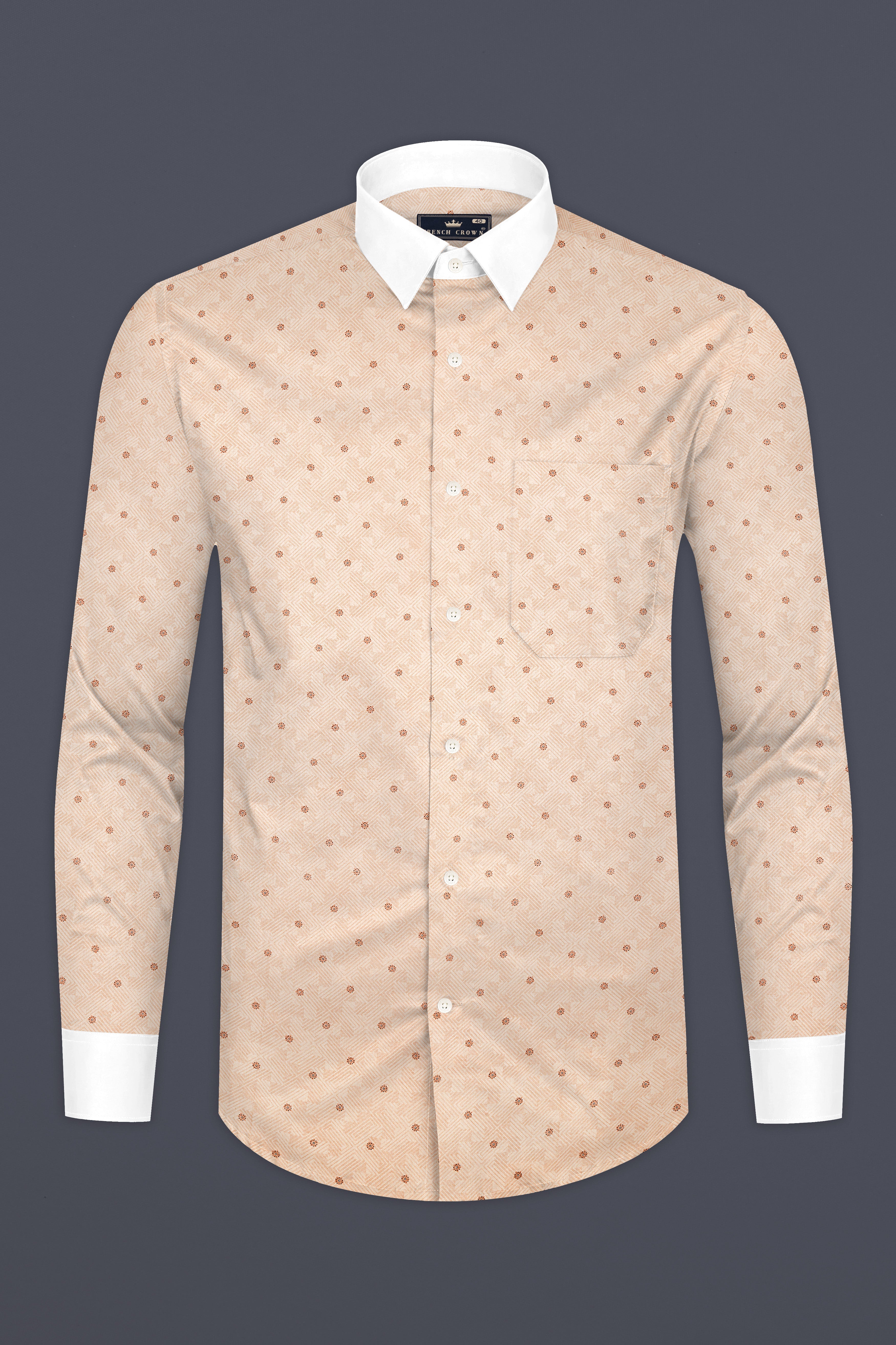 Ivory Cream Printed Subtle Sheen Super Soft Premium Cotton Shirt