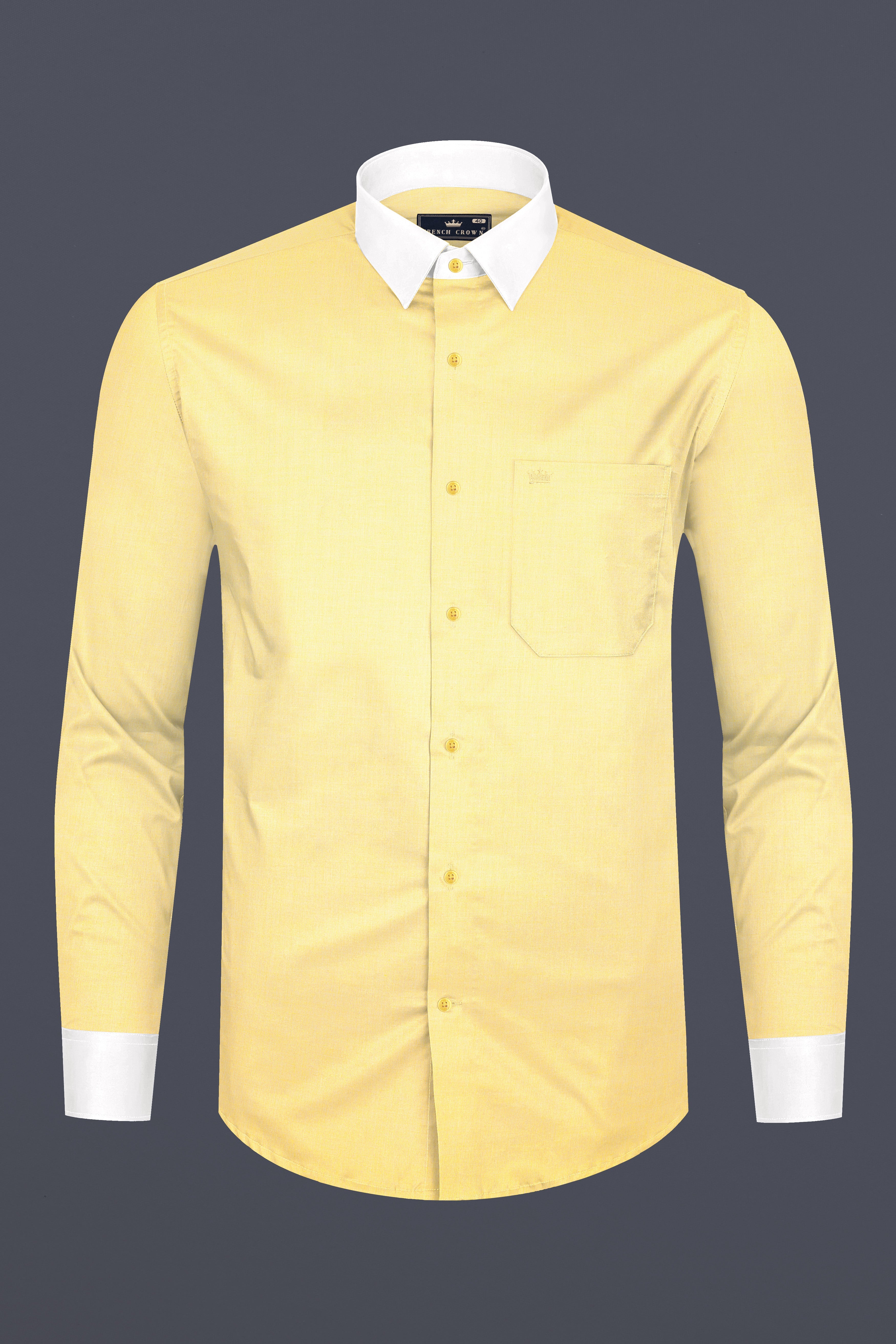 Mania Yellow Dobby Textured Premium Giza Cotton Shirt