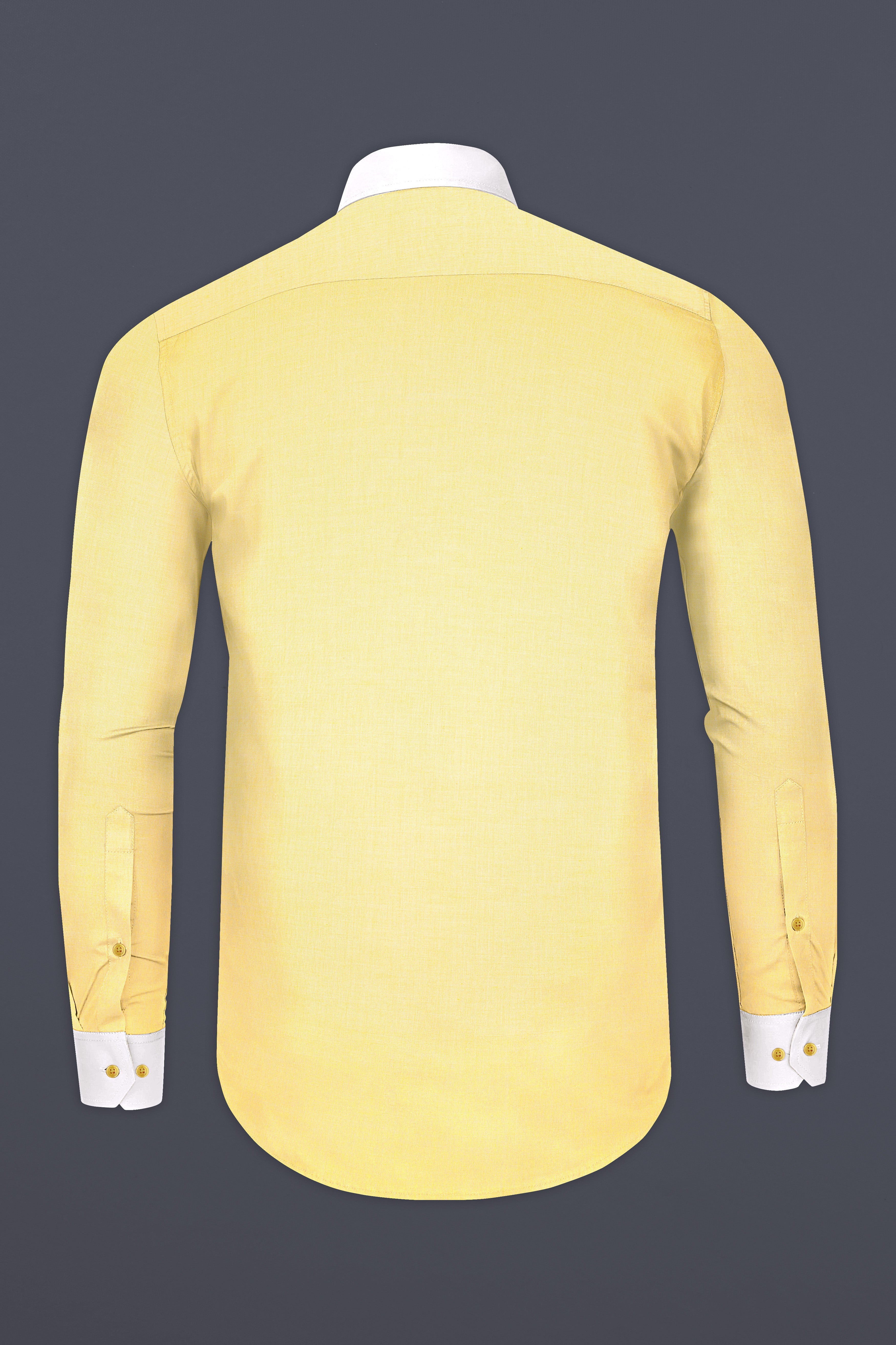 Mania Yellow Dobby Textured Premium Giza Cotton Shirt