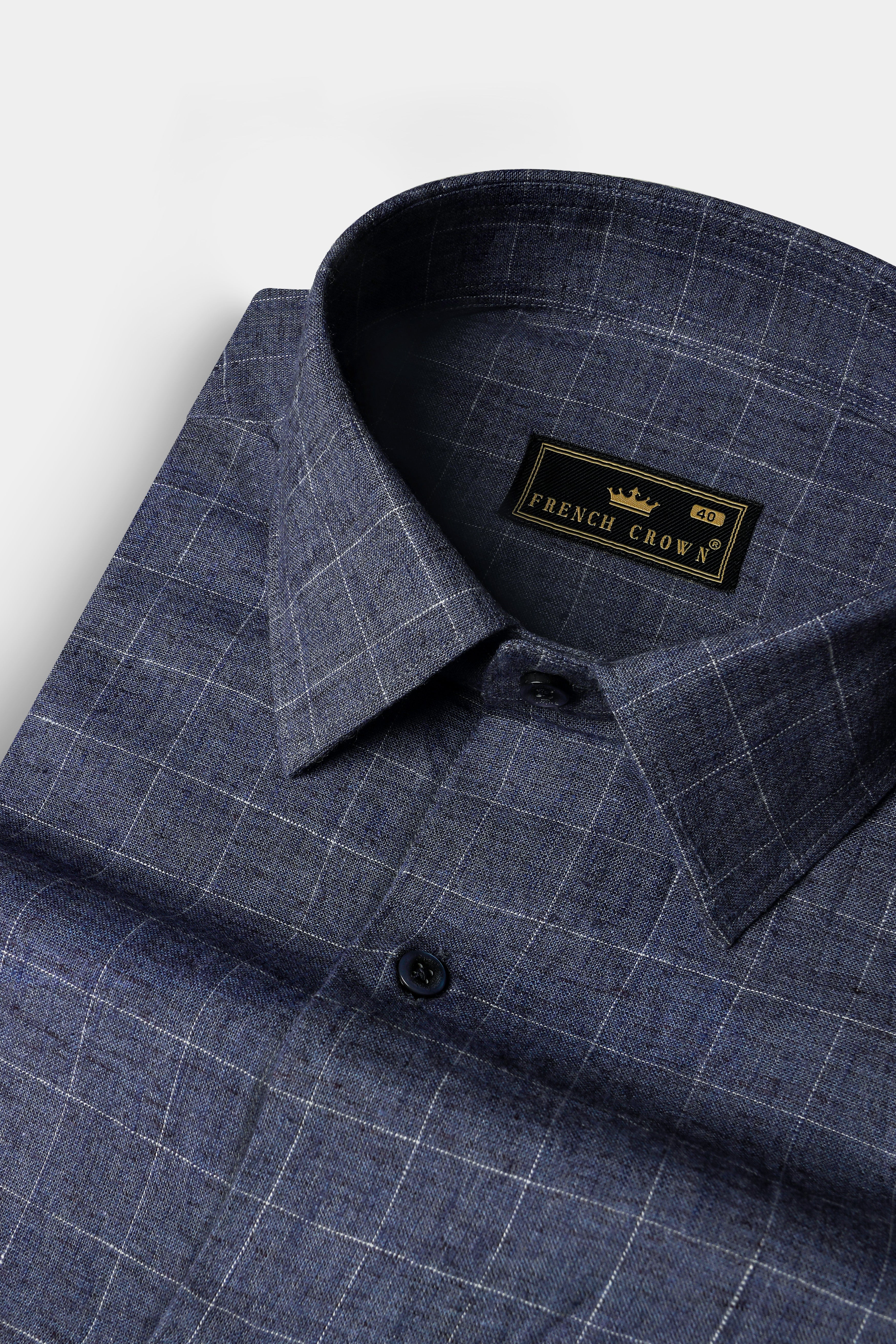 Vulcan Blue Plaid Premium Luxuries Linen Shirt