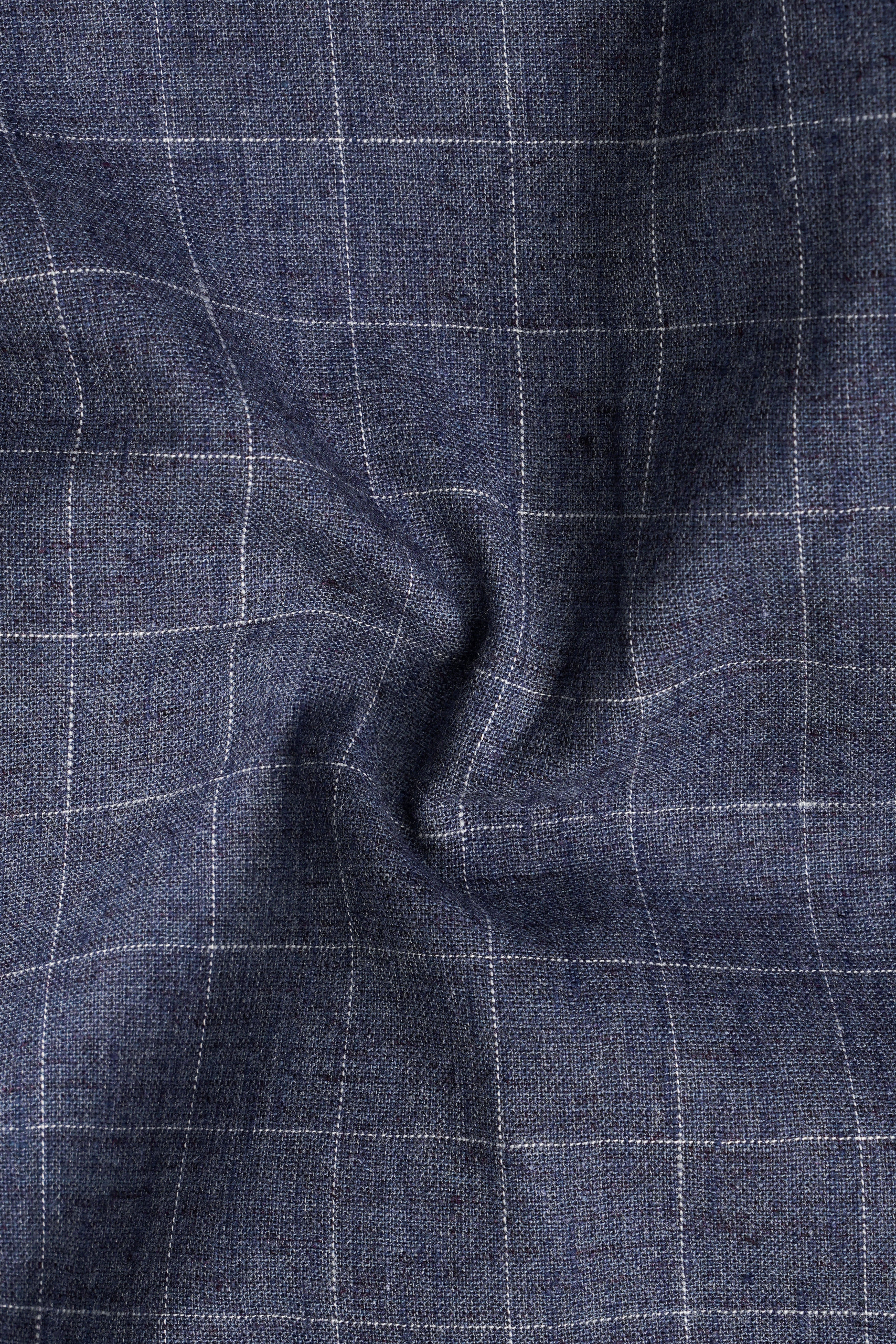 Vulcan Blue Plaid Premium Luxuries Linen Shirt