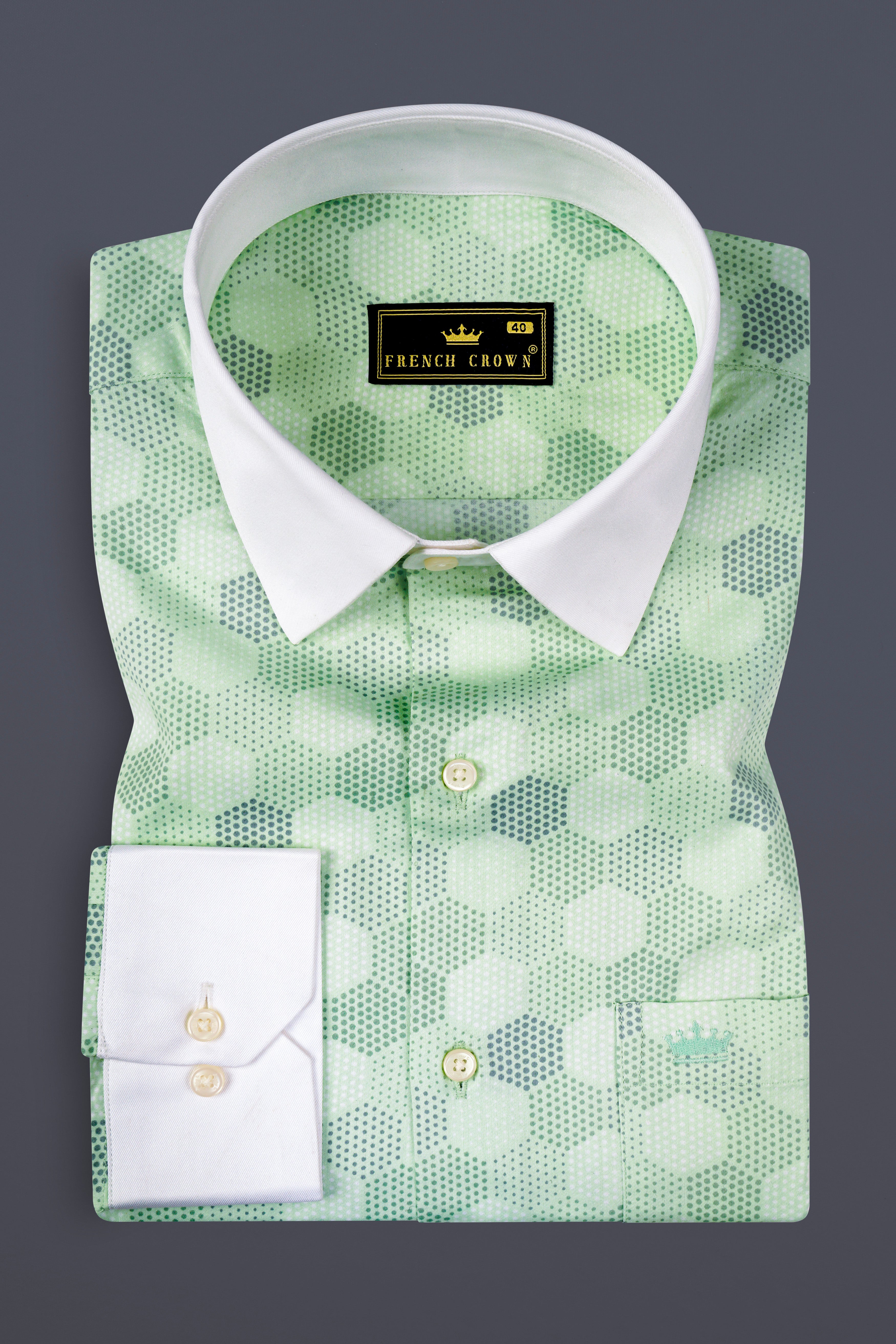 Coriander Green Printed Subtle Sheen Super Soft Premium Cotton Shirt