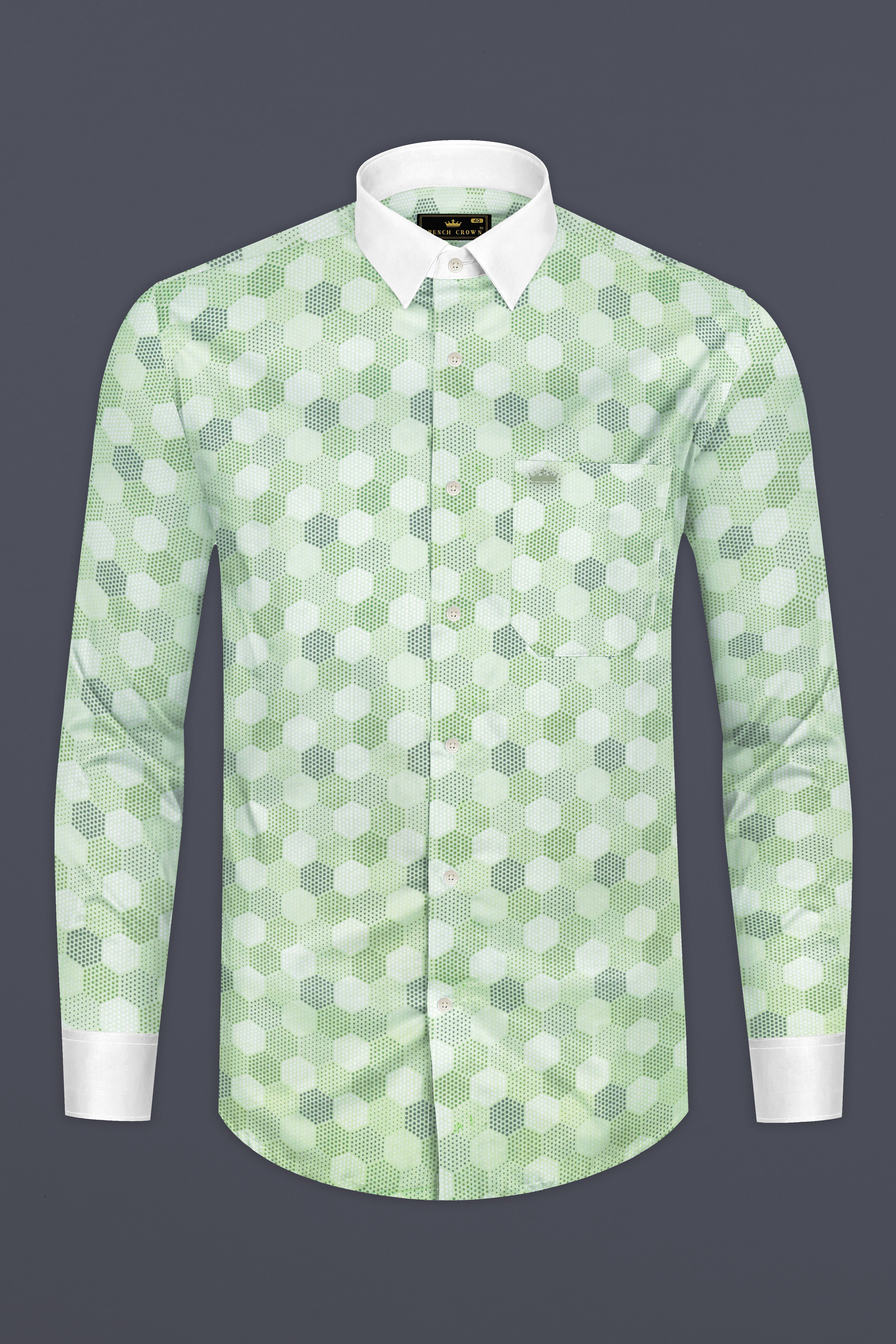 Coriander Green Printed Subtle Sheen Super Soft Premium Cotton Shirt