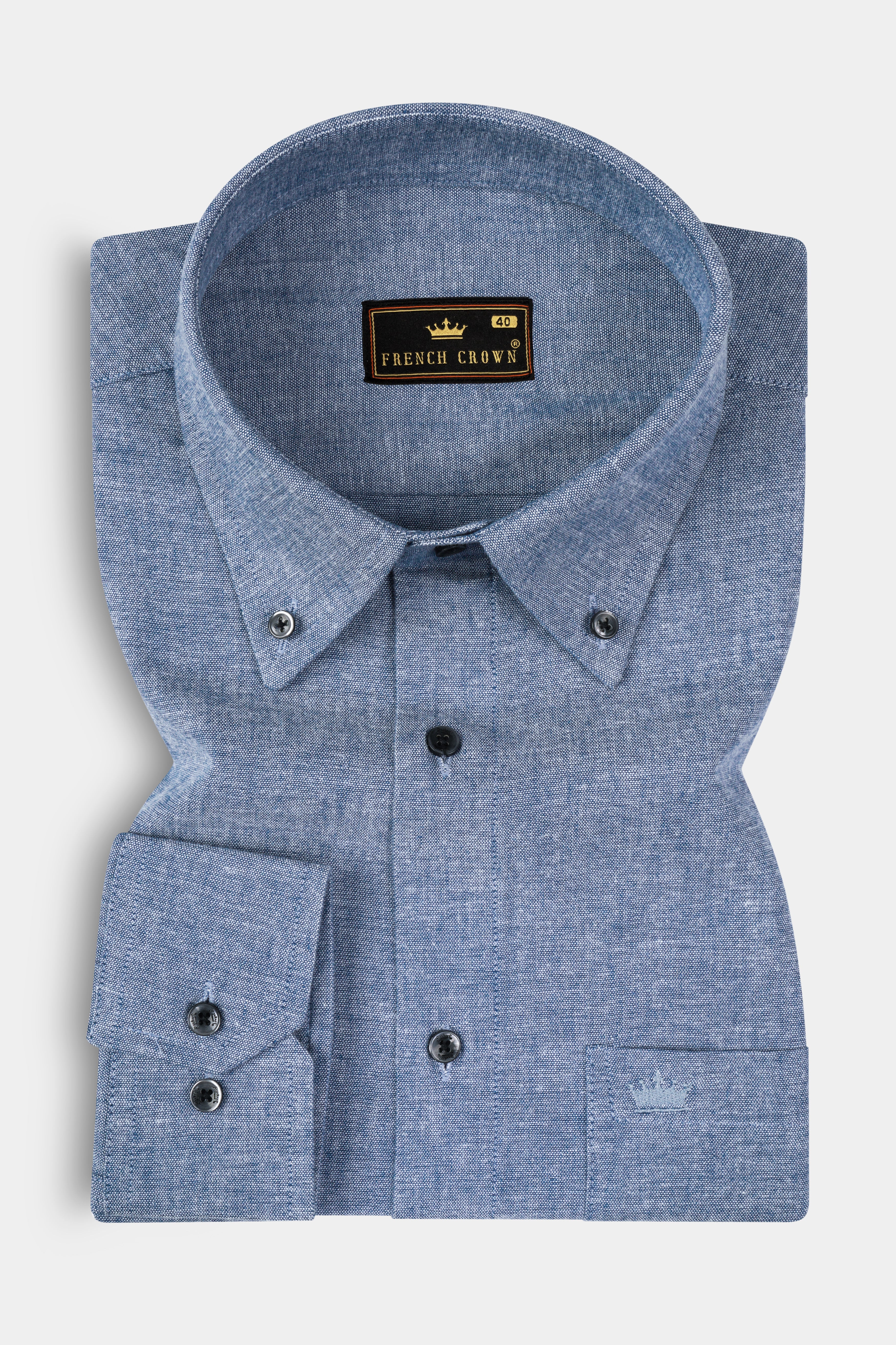 Raven Blue Textured Royal Oxford Premium Cotton Shirt