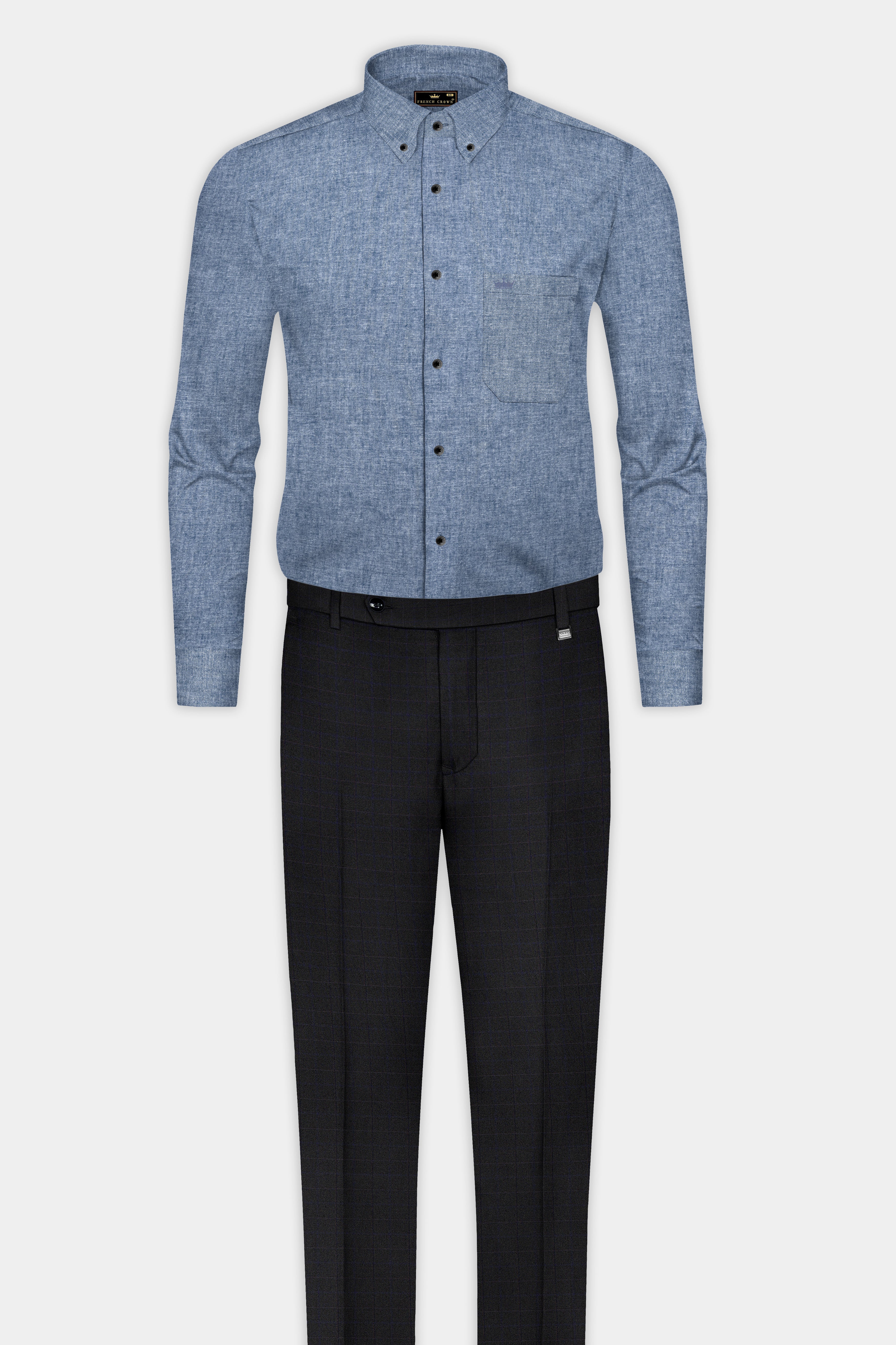 Raven Blue Textured Royal Oxford Premium Cotton Shirt