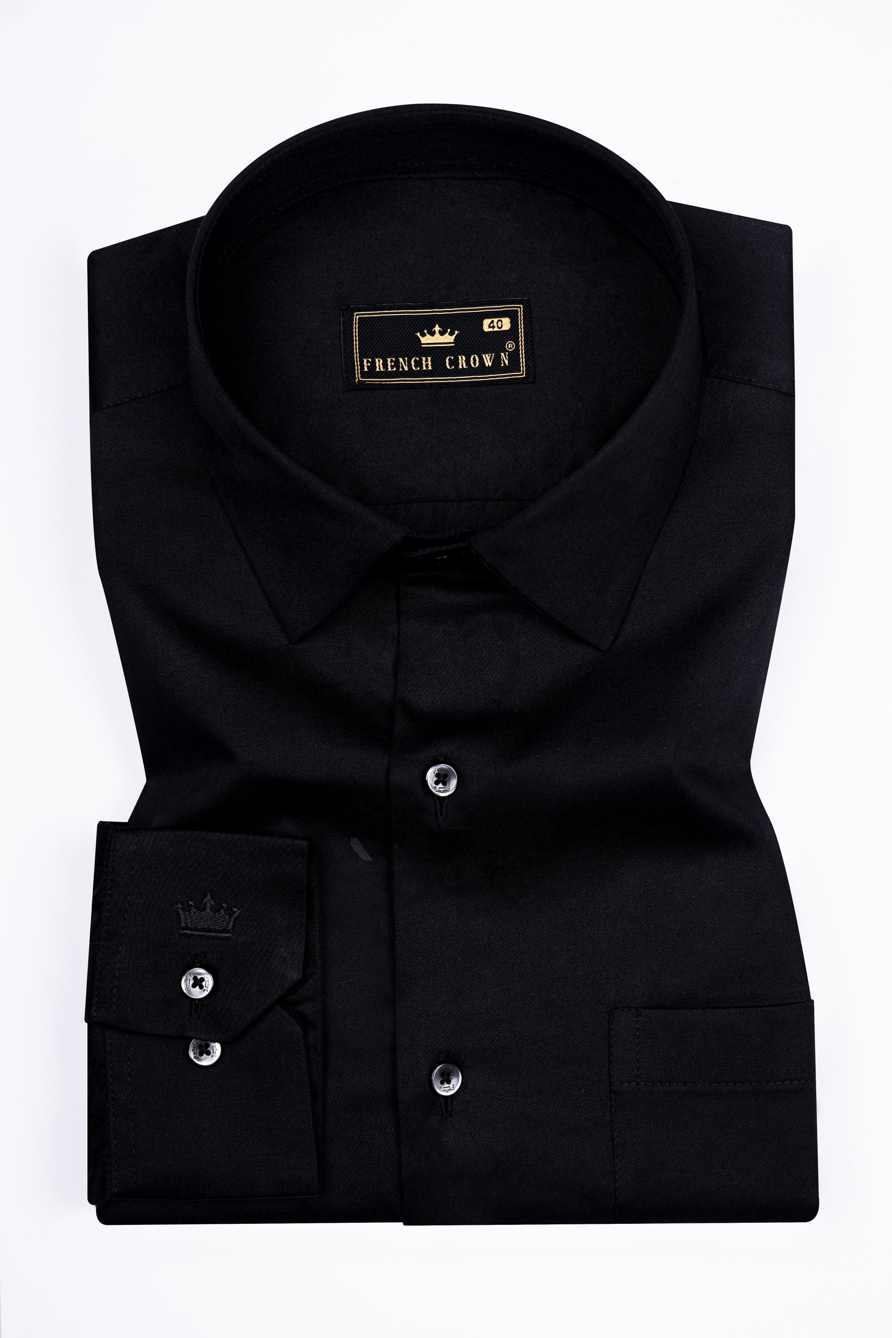 Jade Black with Santa Claus Embroidered Subtle Sheen Super Soft Premium Cotton Designer Shirt