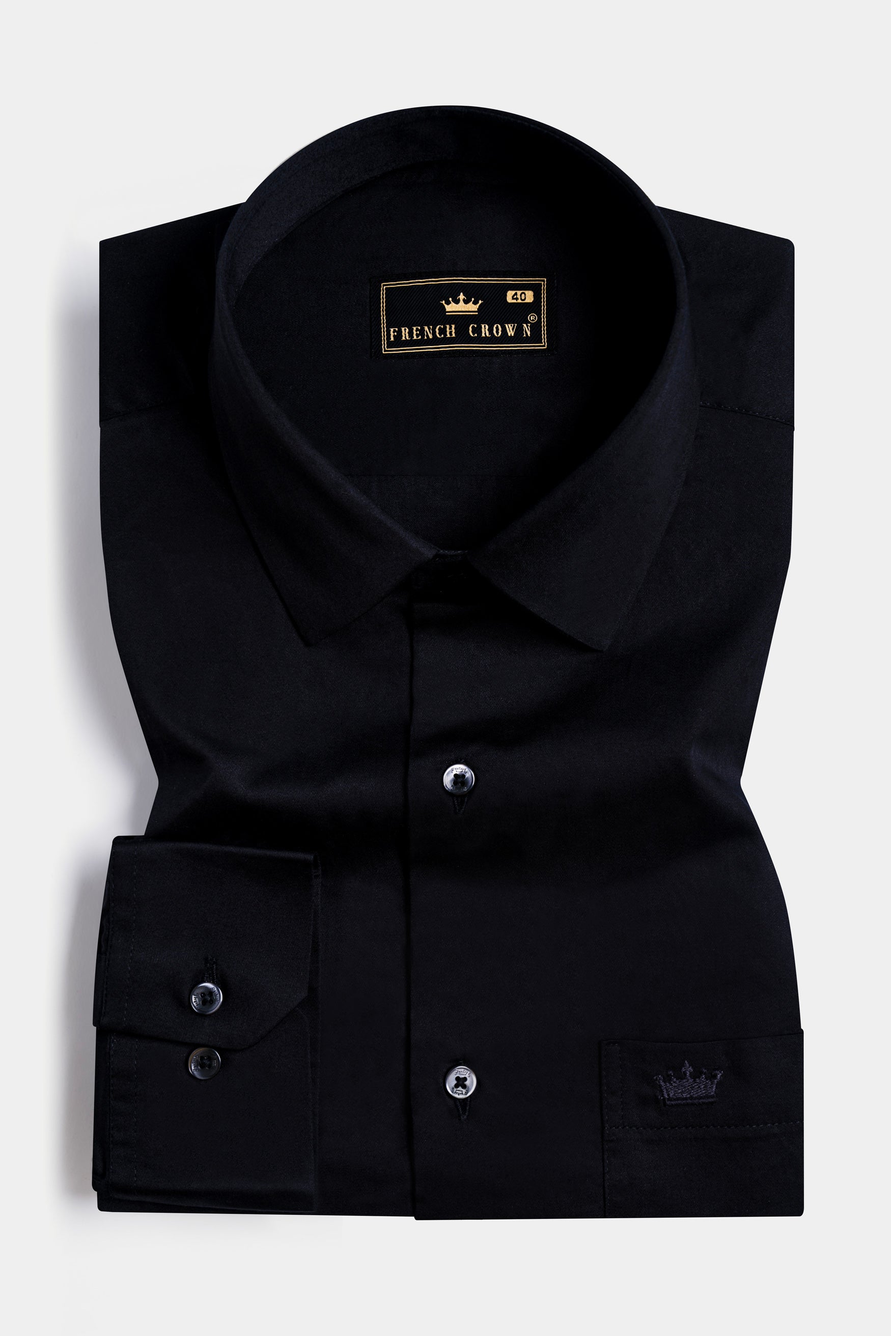 Jade Black French Crown Printed Subtle Sheen Super Soft Premium Cotton Designer Shirt
