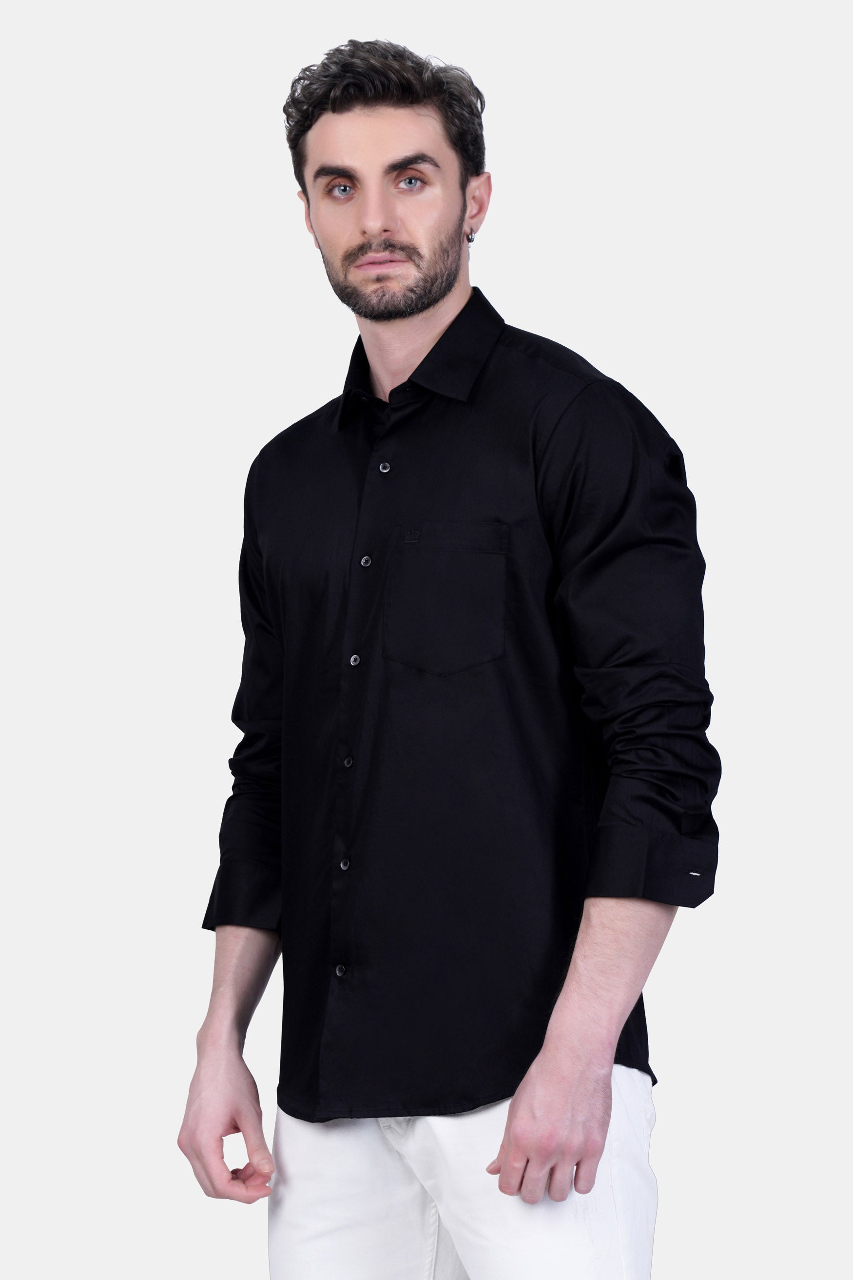 Jade Black French Crown Printed Subtle Sheen Super Soft Premium Cotton Designer Shirt