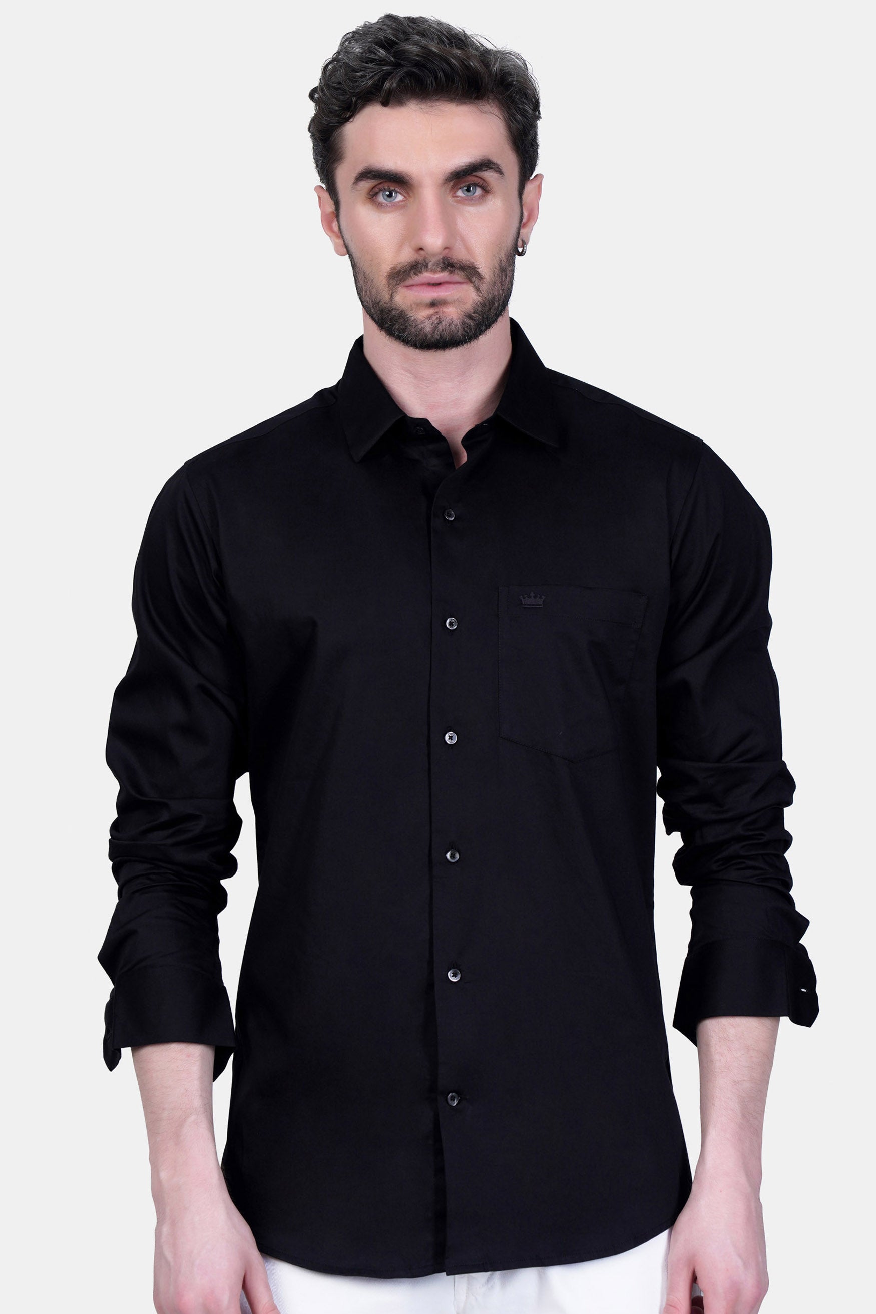 Jade Black Mr Fox Printed Subtle Sheen Super Soft Premium Cotton Designer Shirt