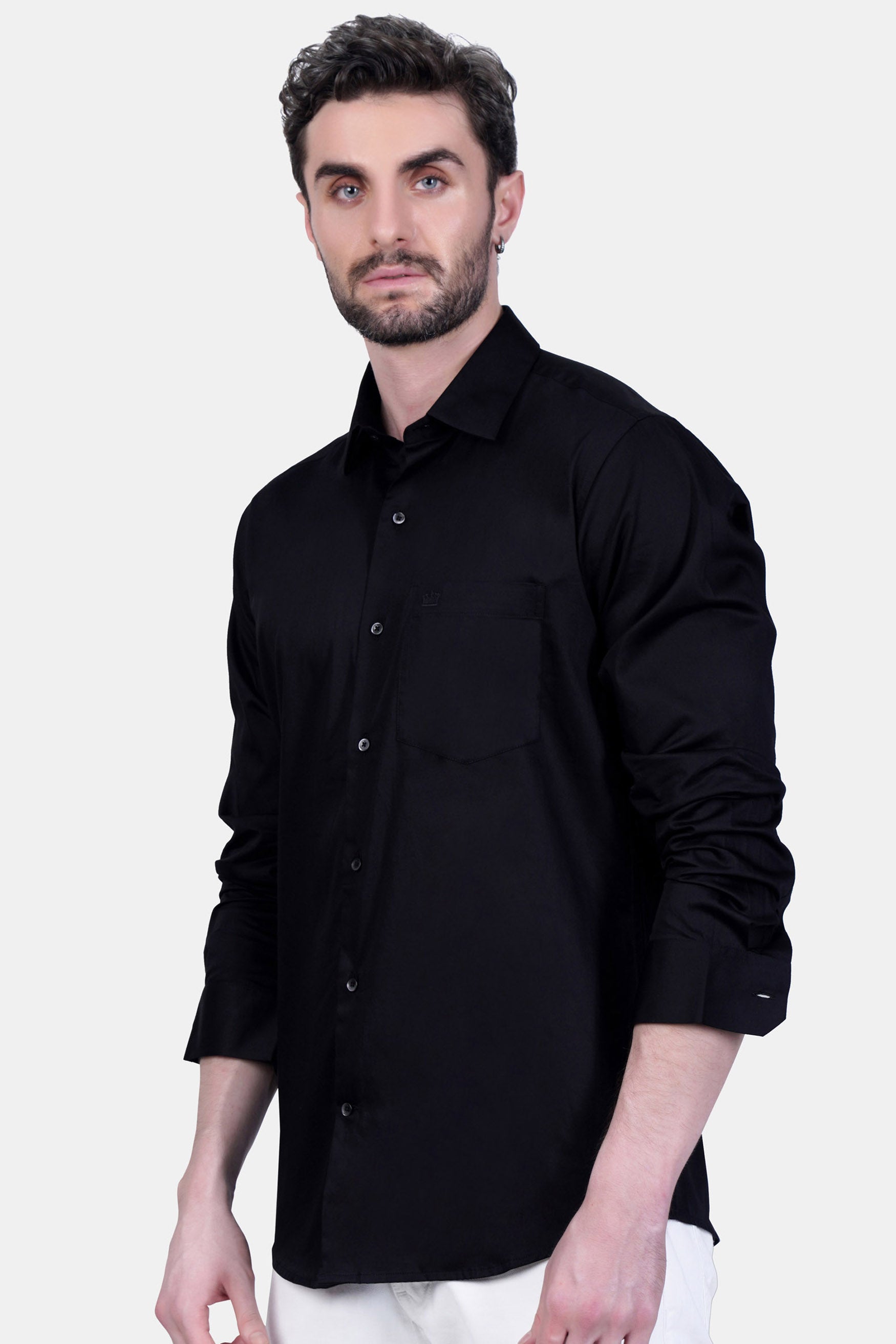 Jade Black Mr Fox Printed Subtle Sheen Super Soft Premium Cotton Designer Shirt