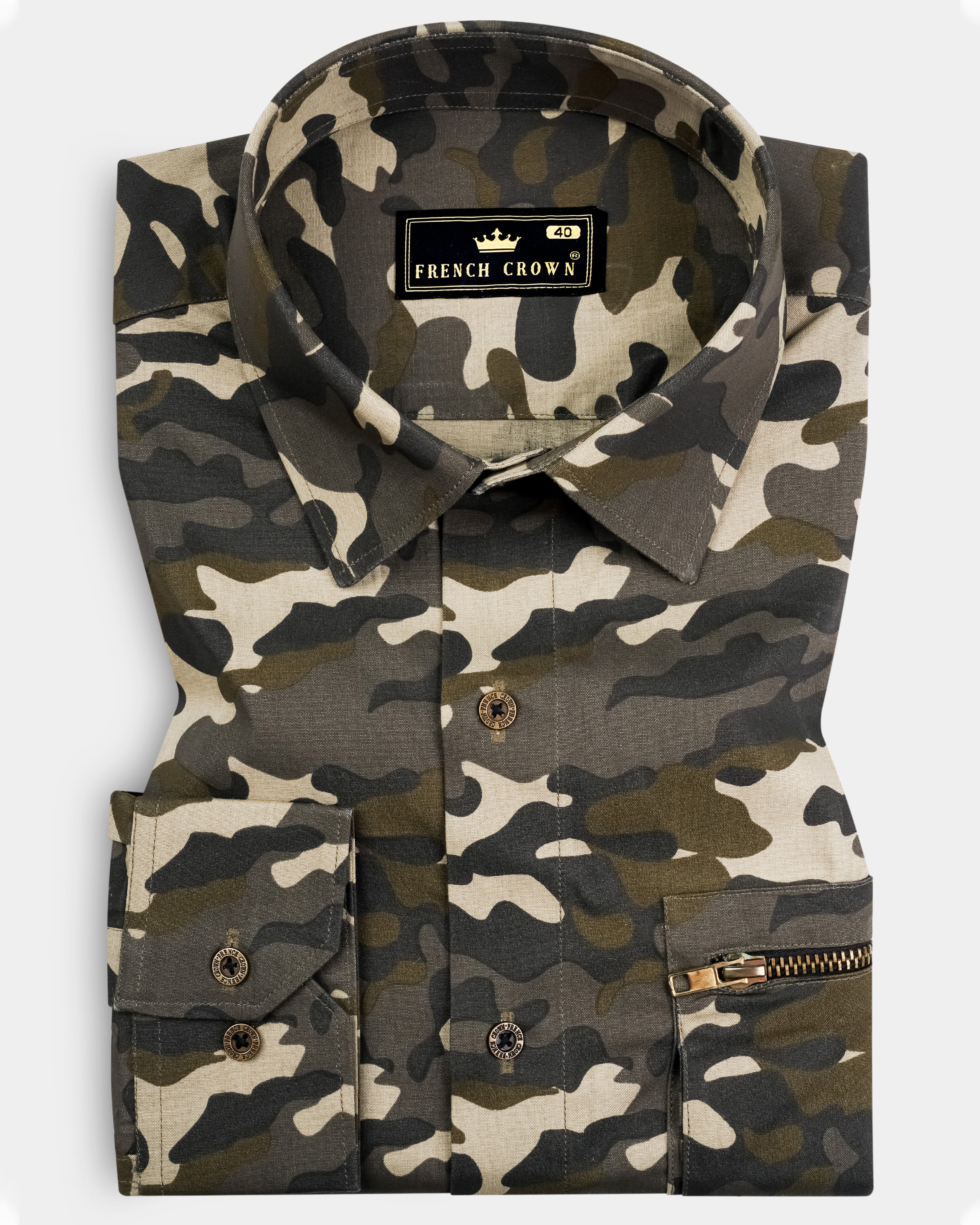 Birch Brown And Pavlova Cream Casual Prints Premium Cotton Shirt