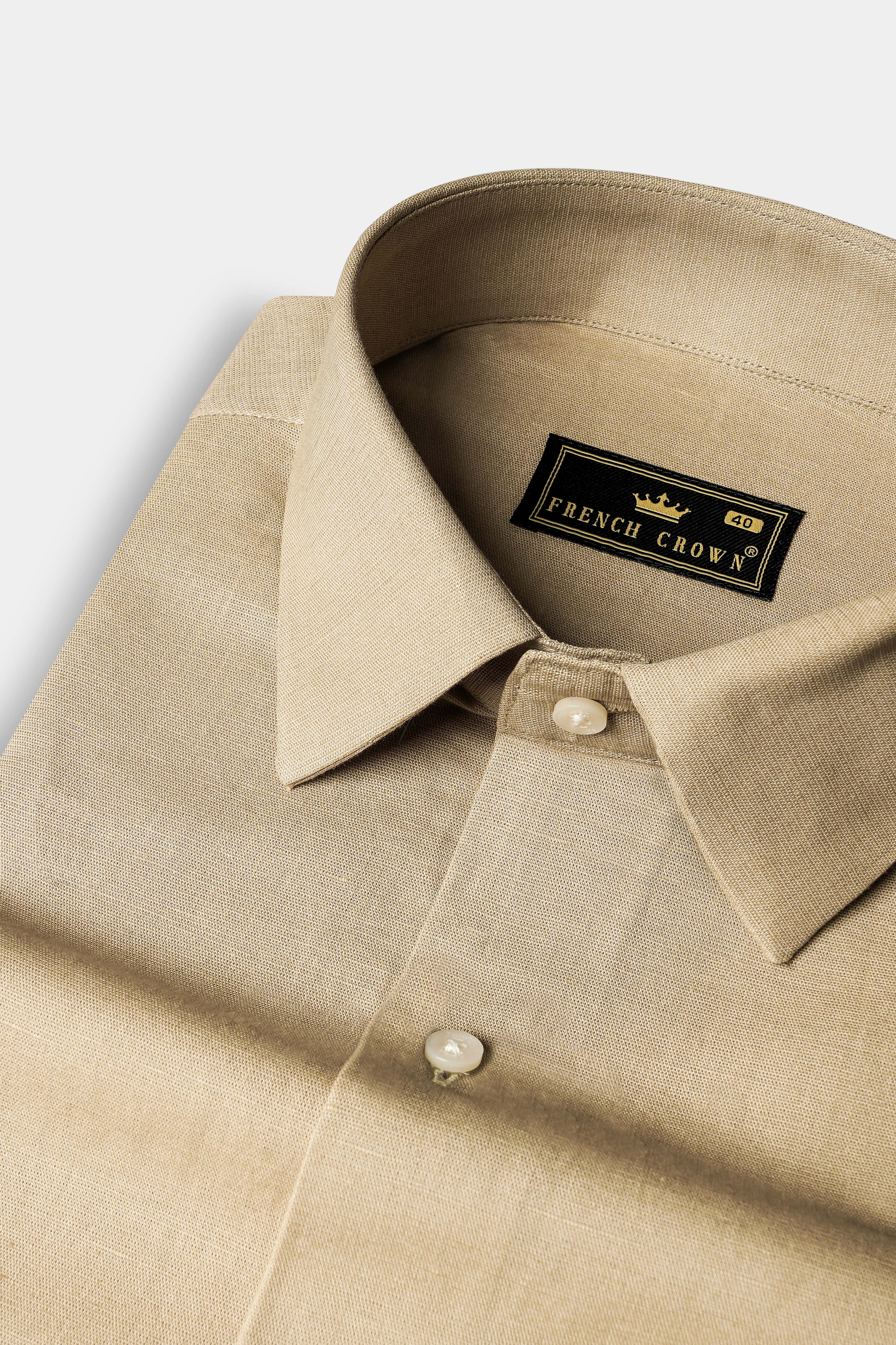 Bronco Brown Solid Premium Luxuries Linen Shirt