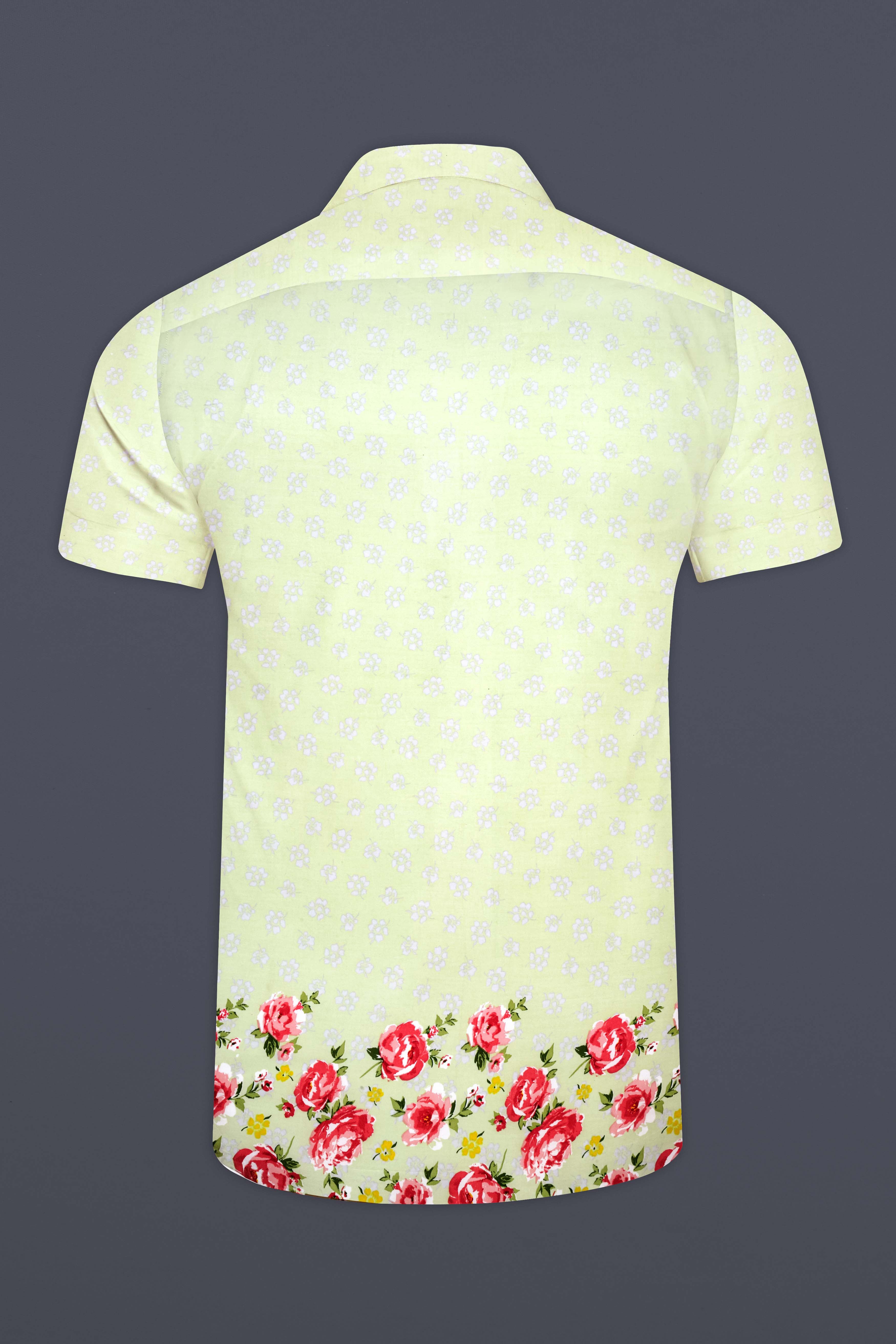 Orinoco Green Flower Casual Prints Premium Cotton Shirt For Men