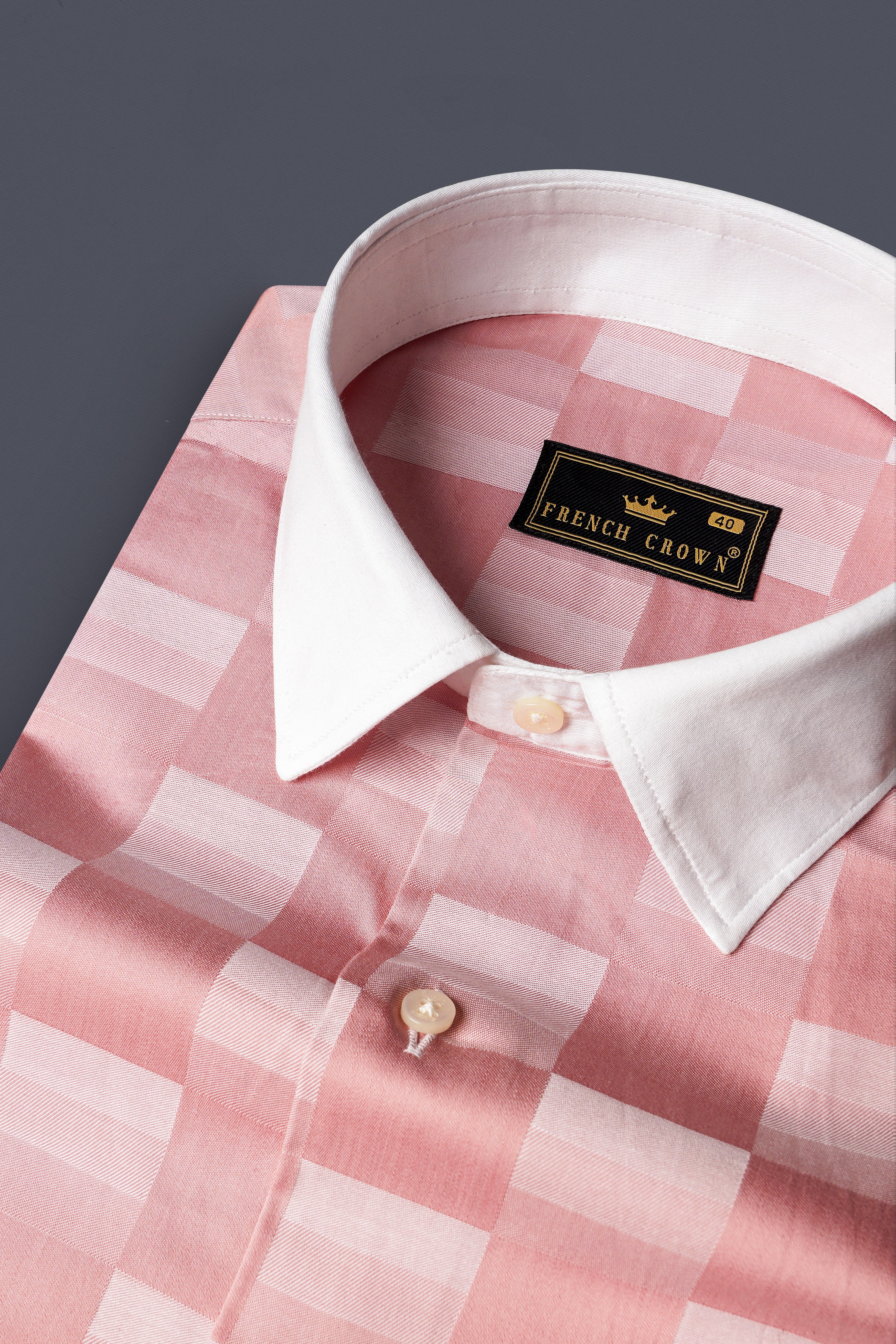 Shilo Pink Plaid Jacquard Textured Premium Cotton Shirt