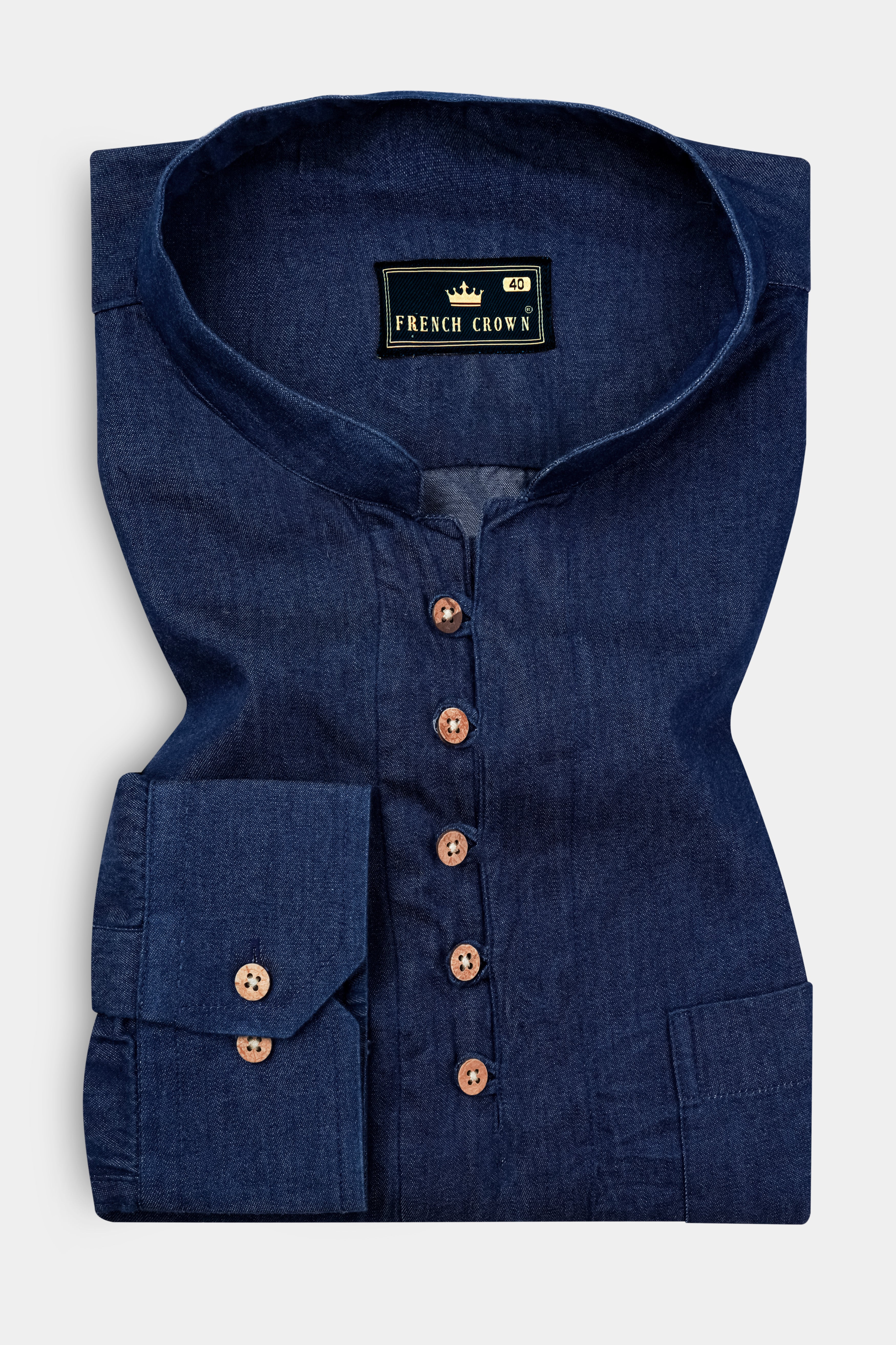 Bunting Blue Solid Super Soft Denim Premium Tencel Kurta Shirt