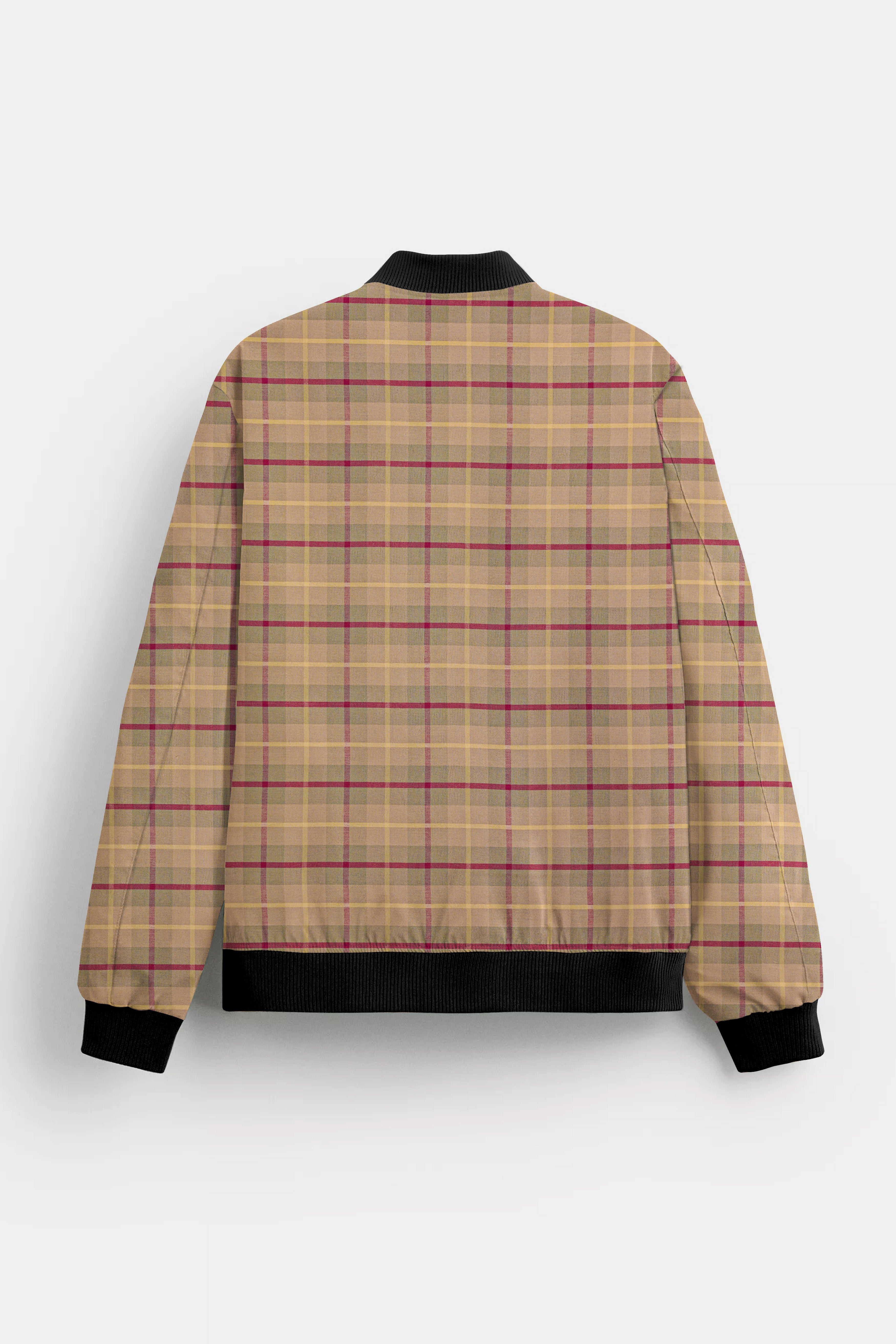 Tumbleweed Brown And Lotus Pink Plaid Premium Cotton Bomber Jacket