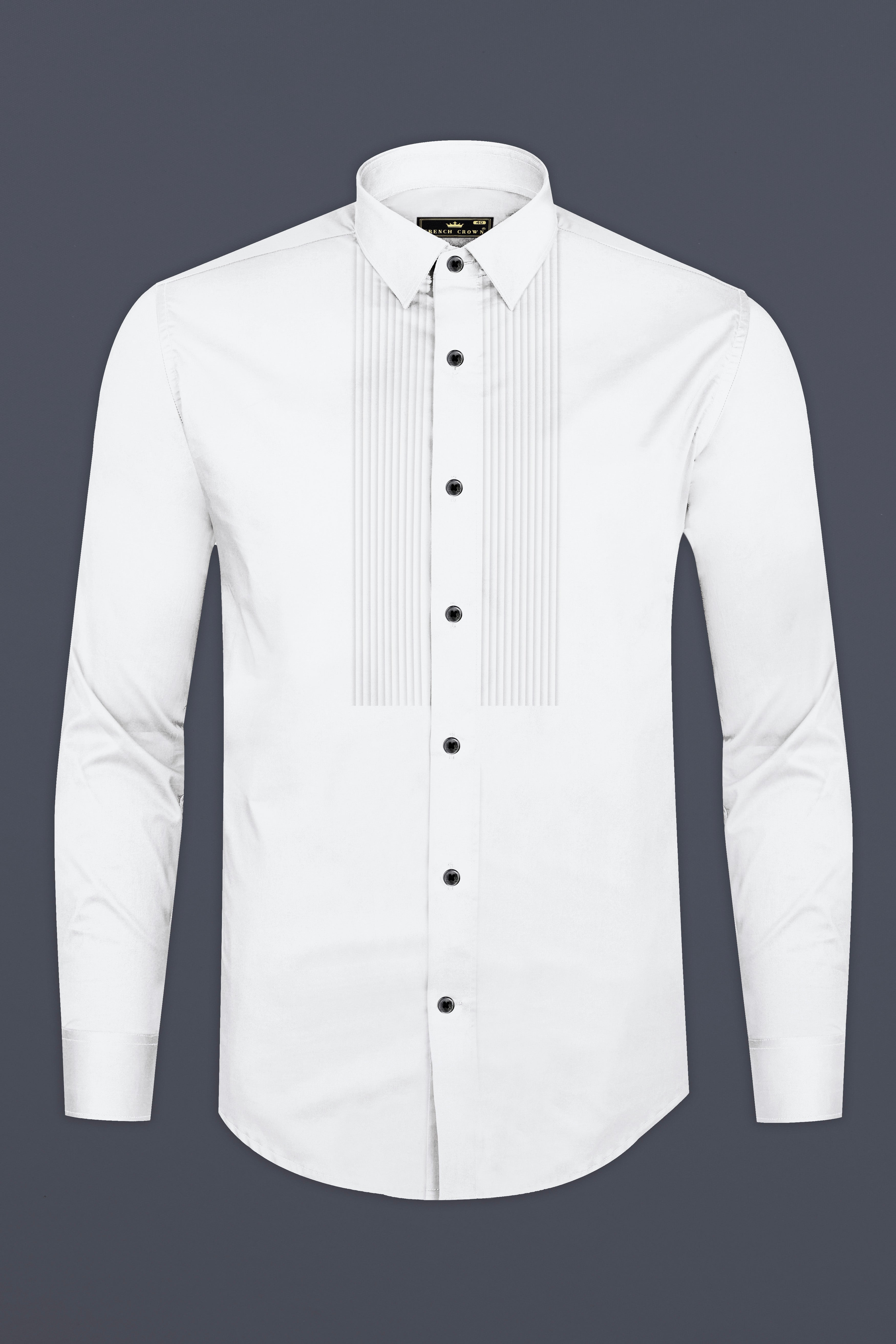 Bright White Subtle Sheen Tuxedo Super Soft Giza Cotton Shirt