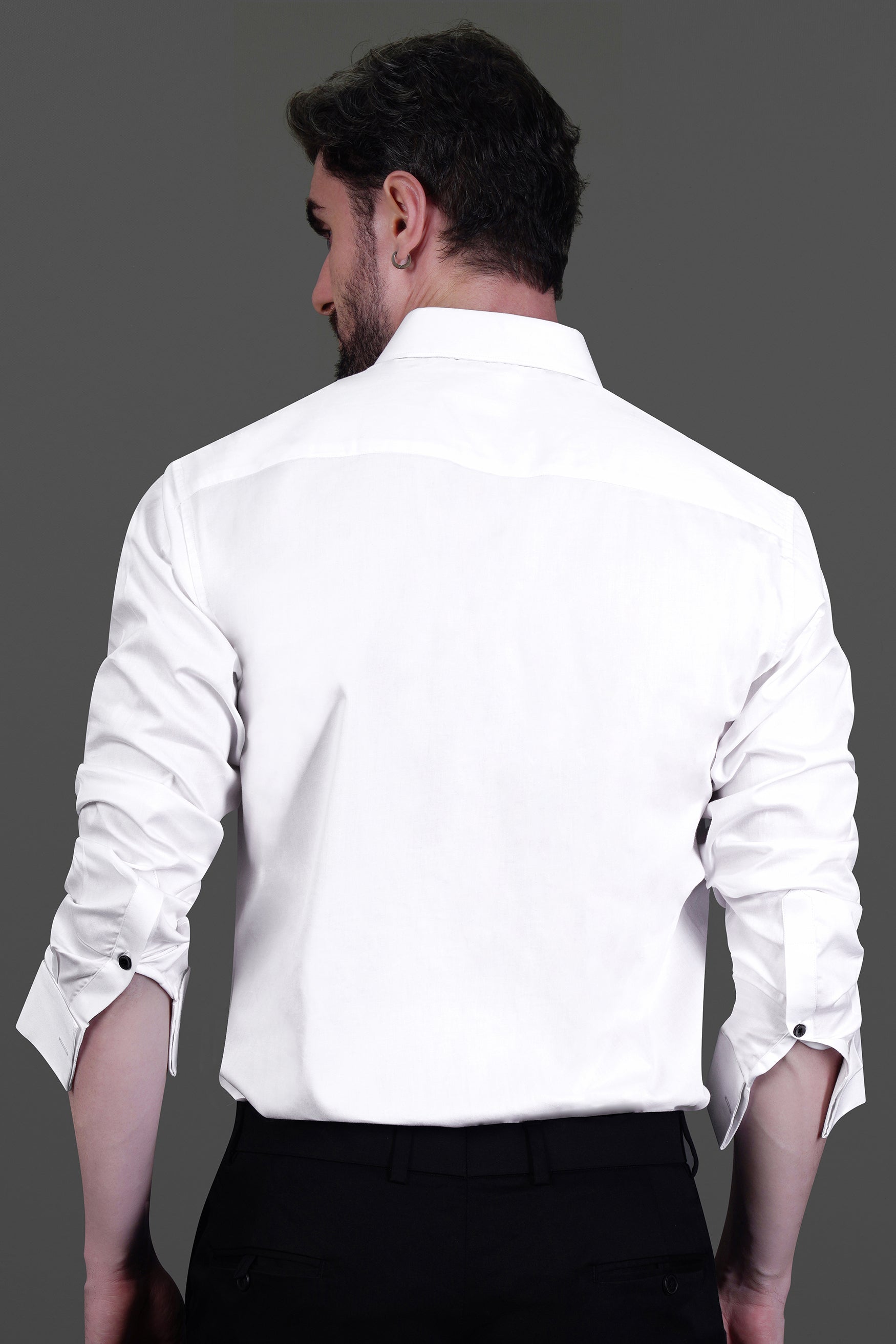 Bright White Subtle Sheen Tuxedo Super Soft Giza Cotton Shirt