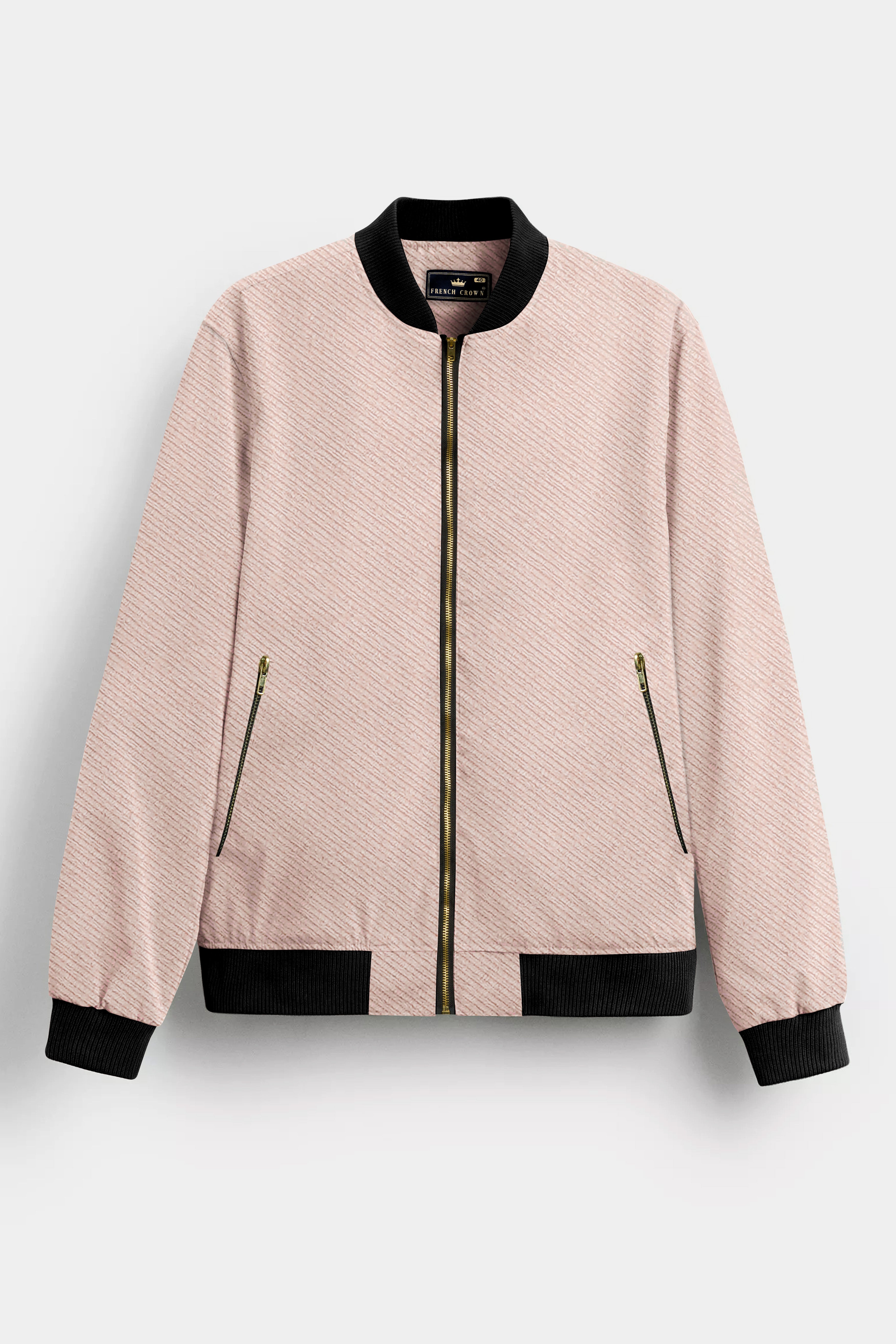 Wafer Cream Textured Corduroy Premium Cotton Bomber Jacket