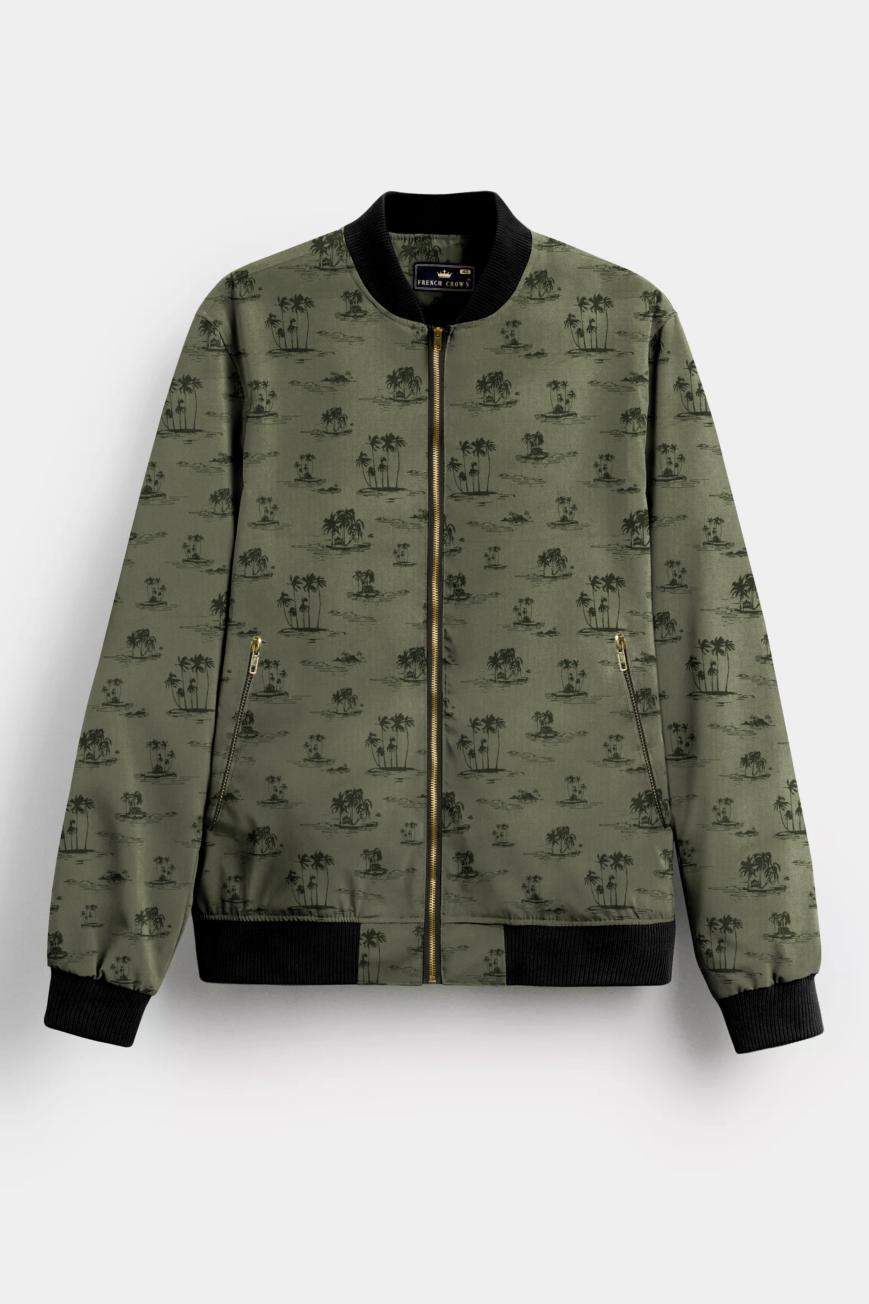 Siam Green Beach Printed Premium Cotton Bomber Jacket