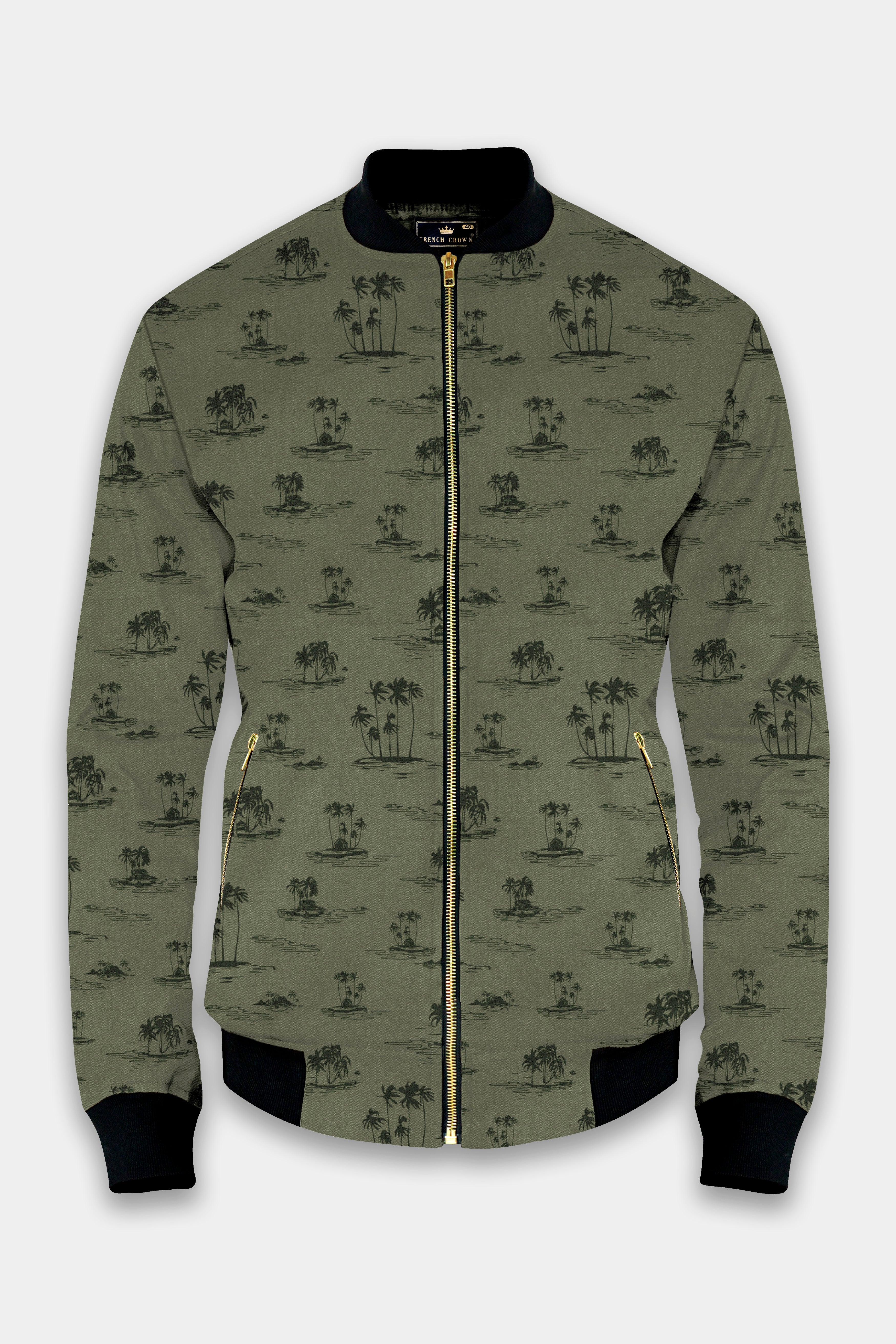 Siam Green Beach Printed Premium Cotton Bomber Jacket