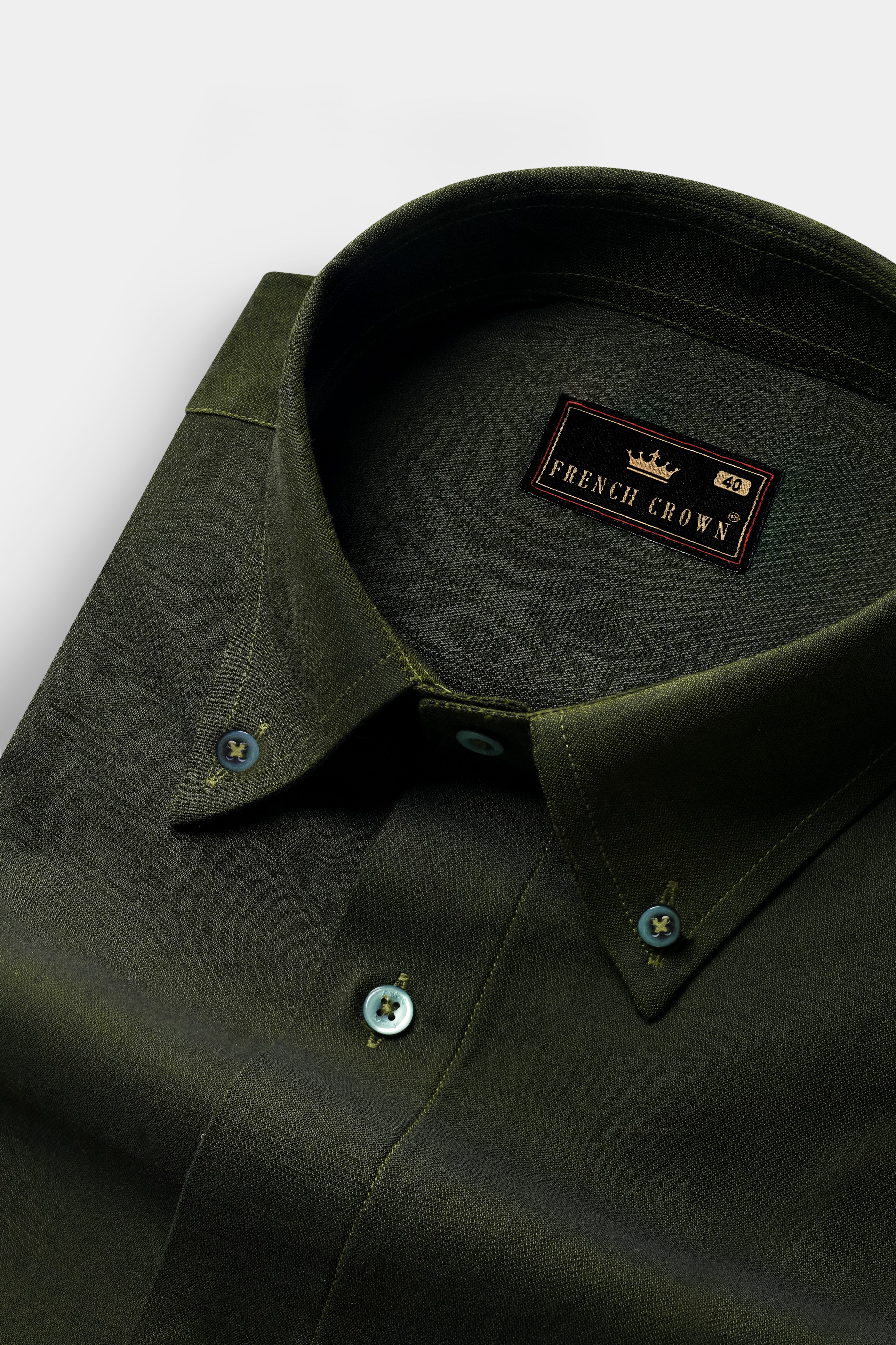 Rangitoto Green Two Tone Chambray Textured Premium Cotton Shirt