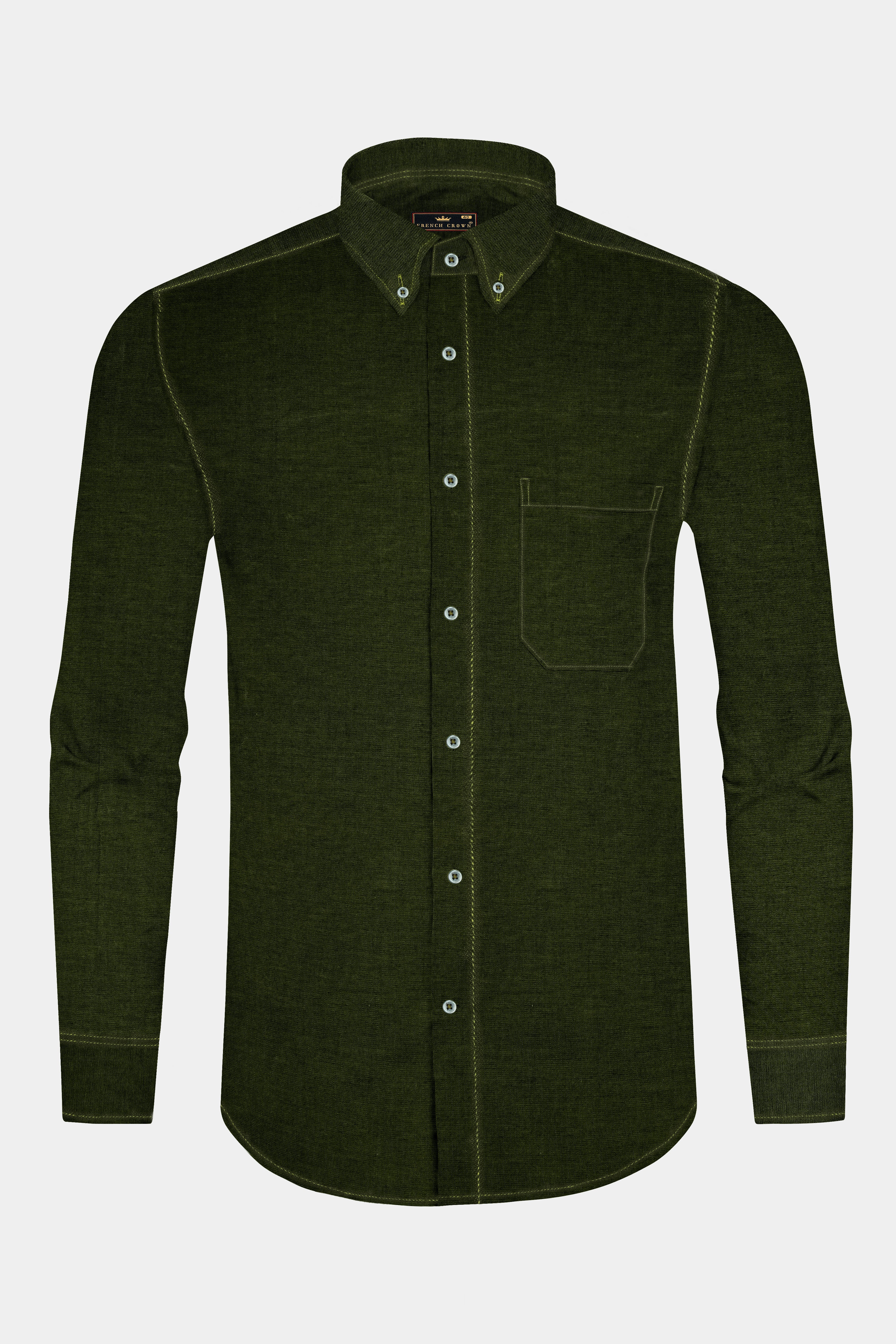 Rangitoto Green Two Tone Chambray Textured Premium Cotton Shirt