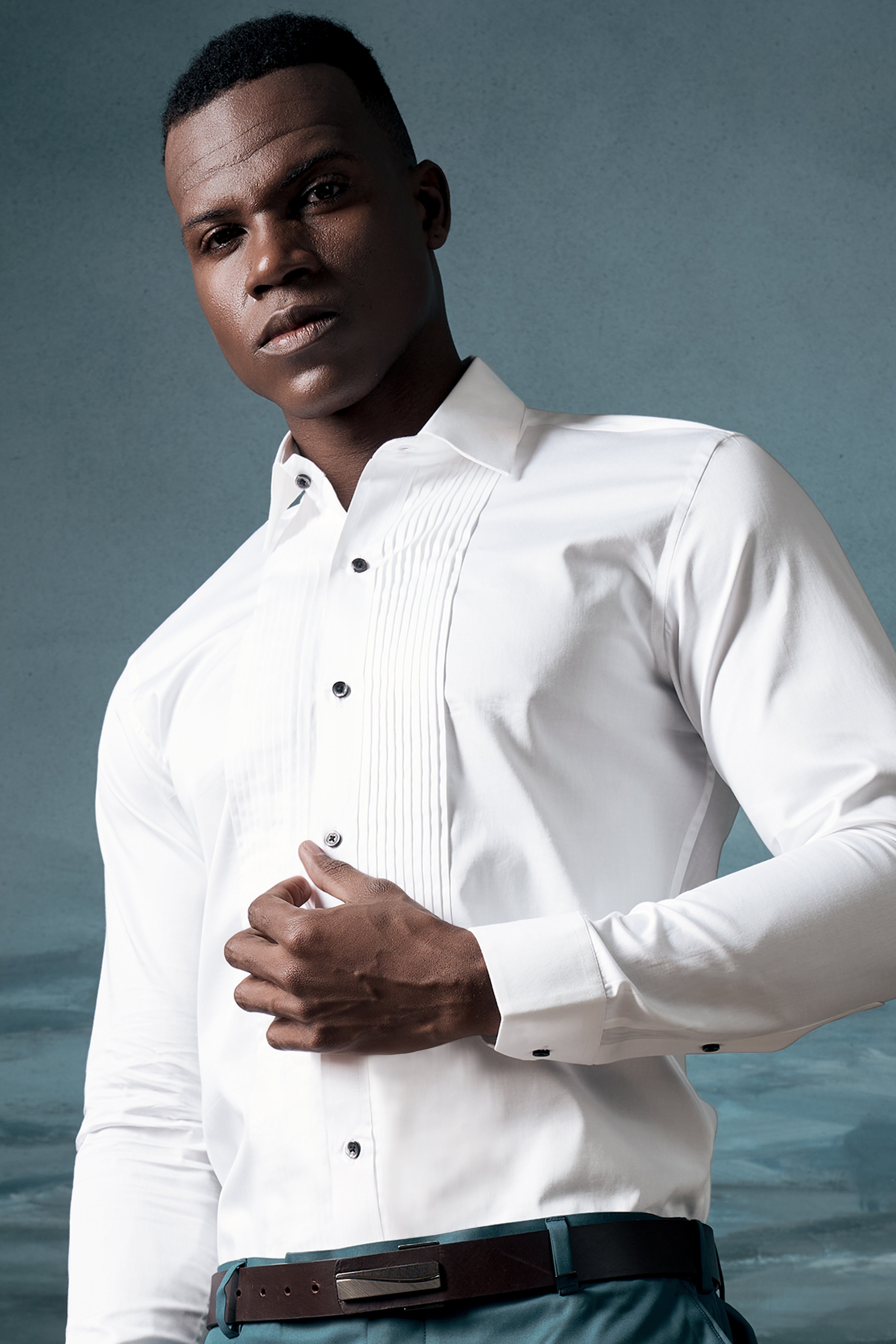 Bright White Subtle Sheen Tuxedo Super Soft Giza Cotton Shirt