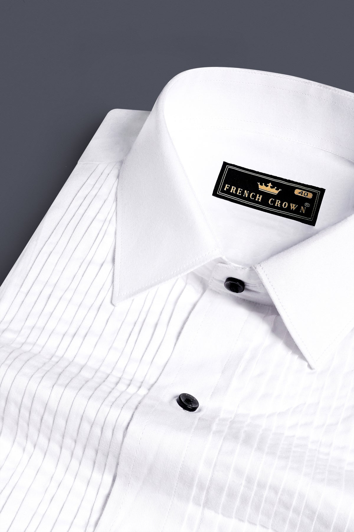 Bright White Subtle Sheen Tuxedo Super Soft Giza Cotton Tuxedo Shirt