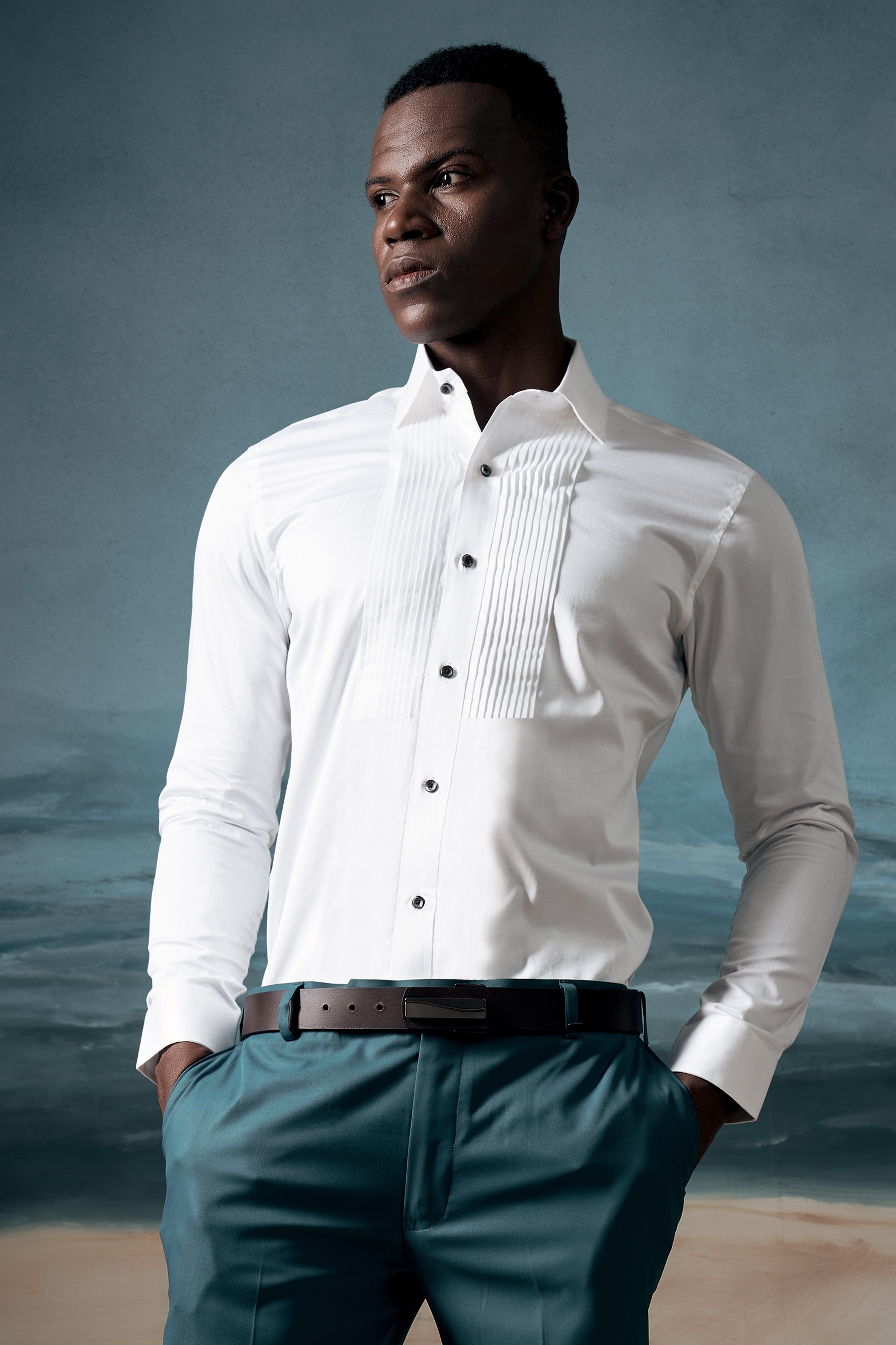 Bright White Subtle Sheen Tuxedo Super Soft Giza Cotton Shirt