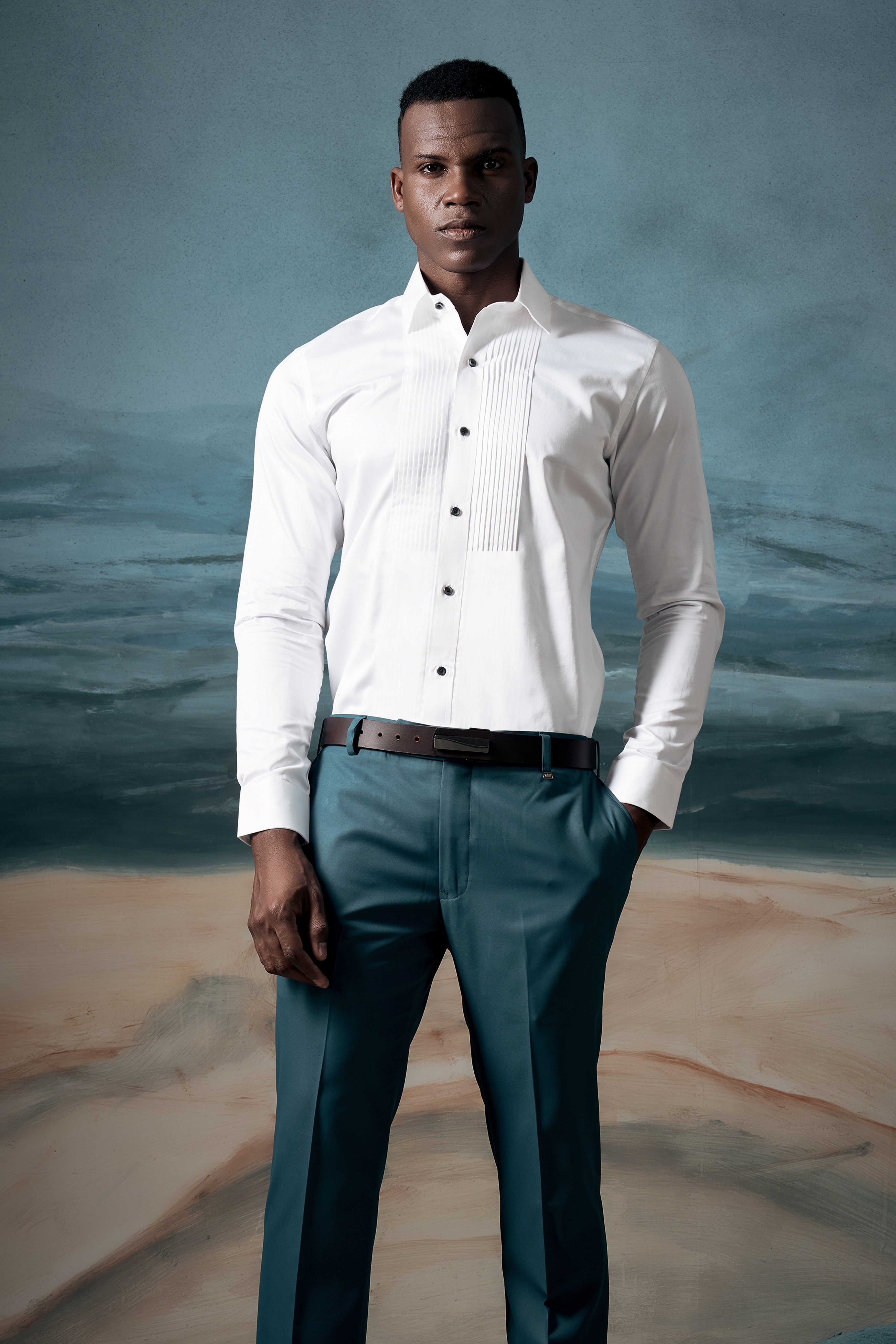 Bright White Subtle Sheen Tuxedo Super Soft Giza Cotton Shirt