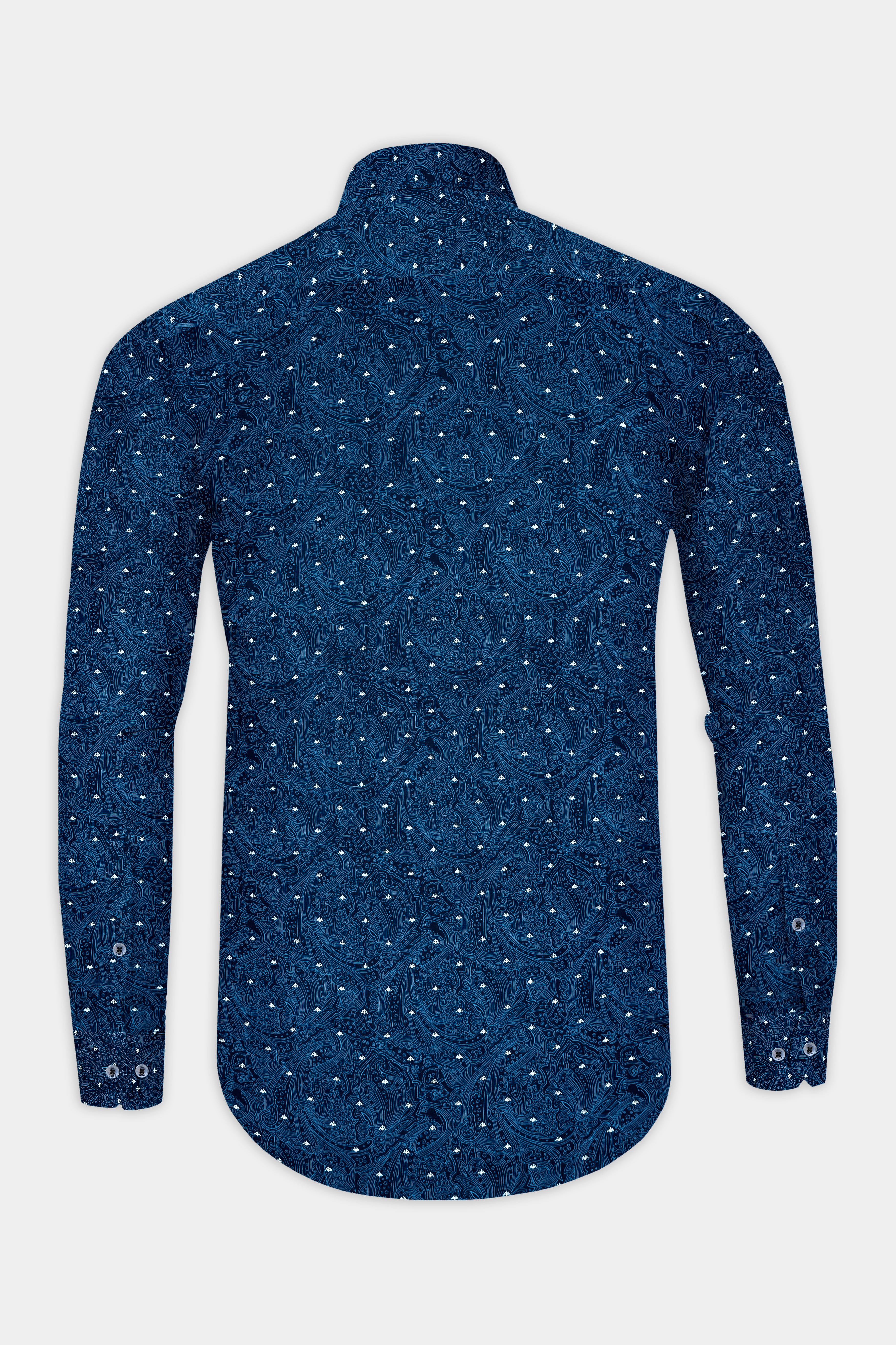 Tangaroa Blue Printed Subtle Sheen Super Soft Premium Cotton Shirt