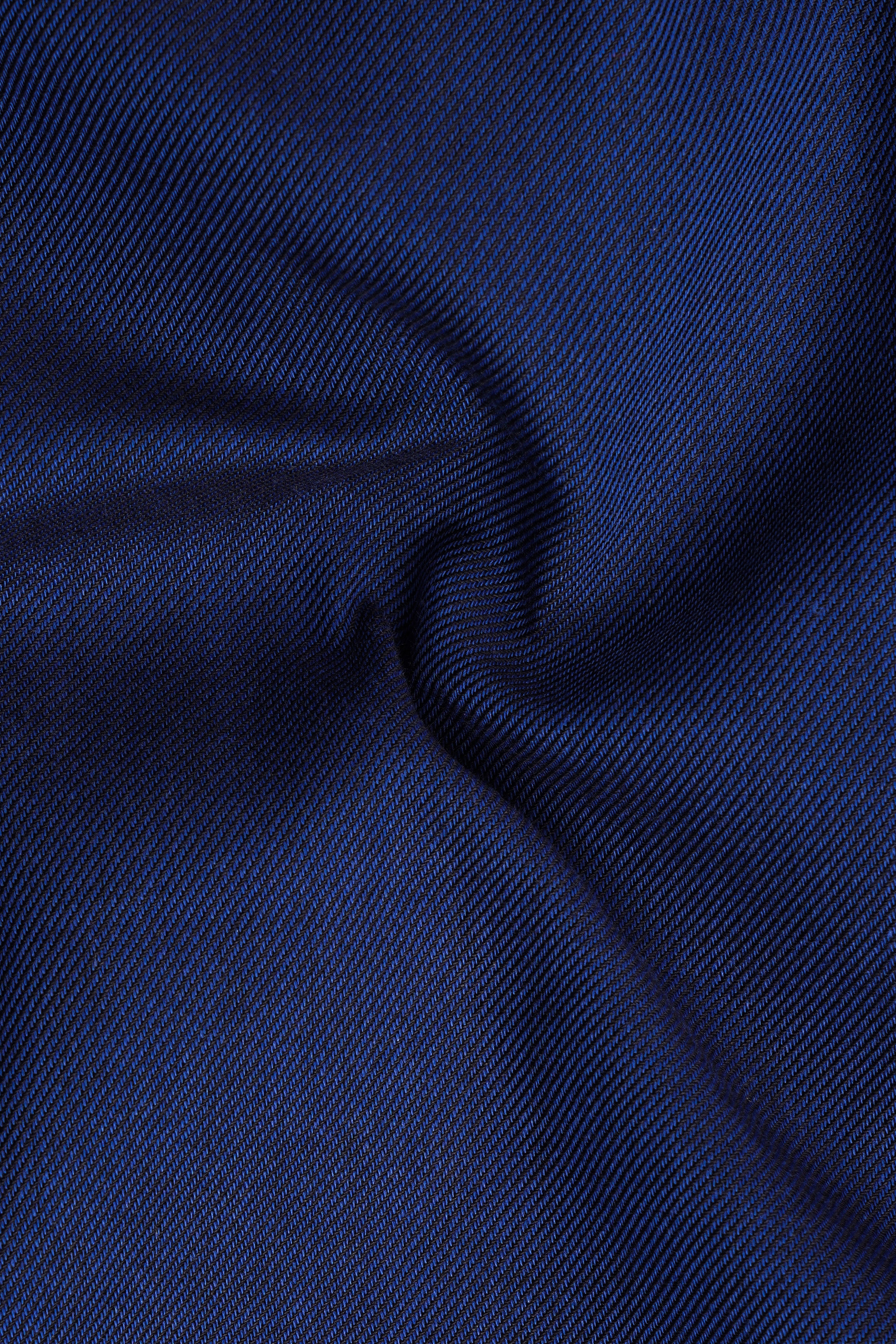 Bunting Blue Textured Heavyweight Twill Premium Cotton Designer Hoddie Shirt